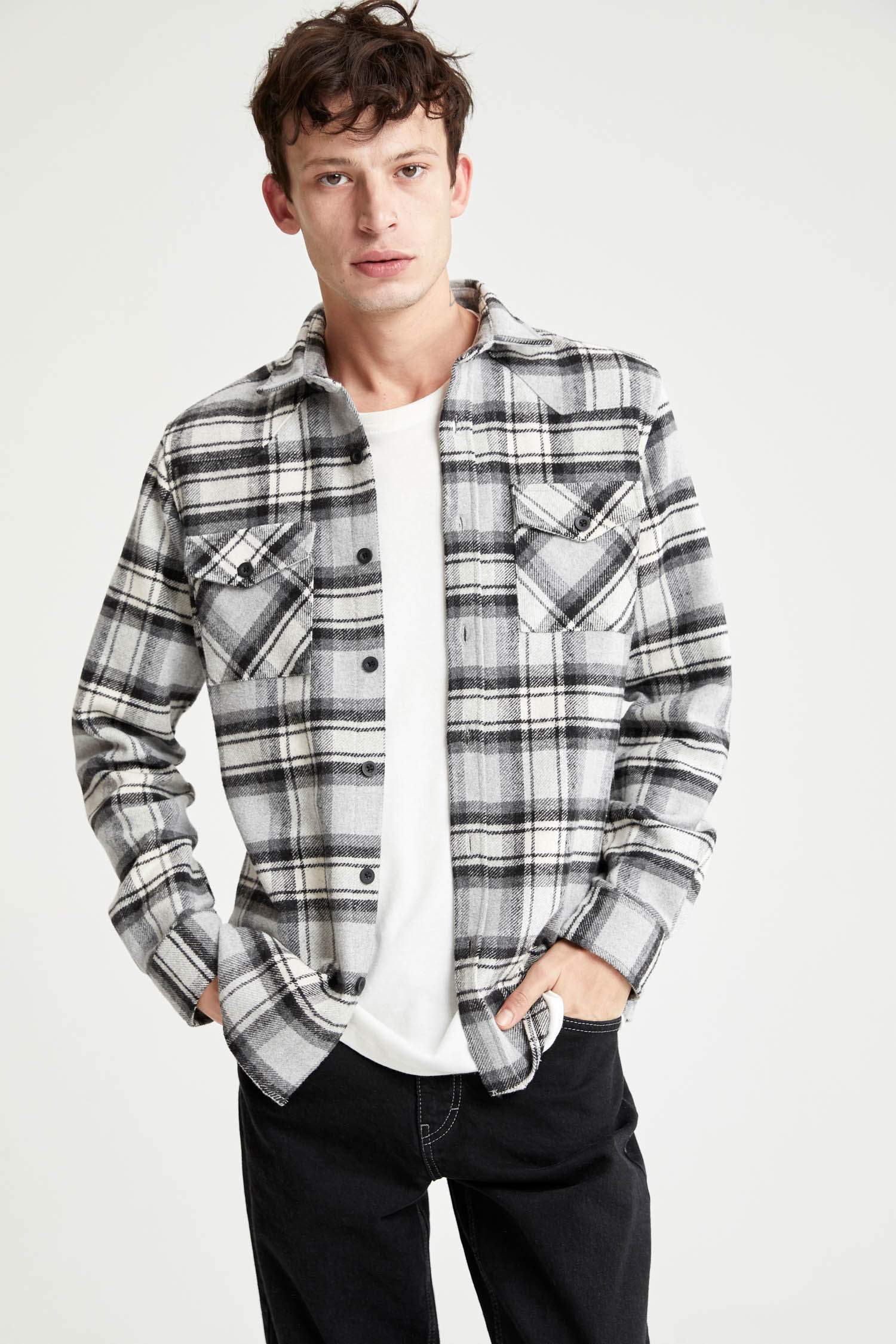 Regular Fit Ekose Desenli Uzun Kollu Oduncu Gömlek