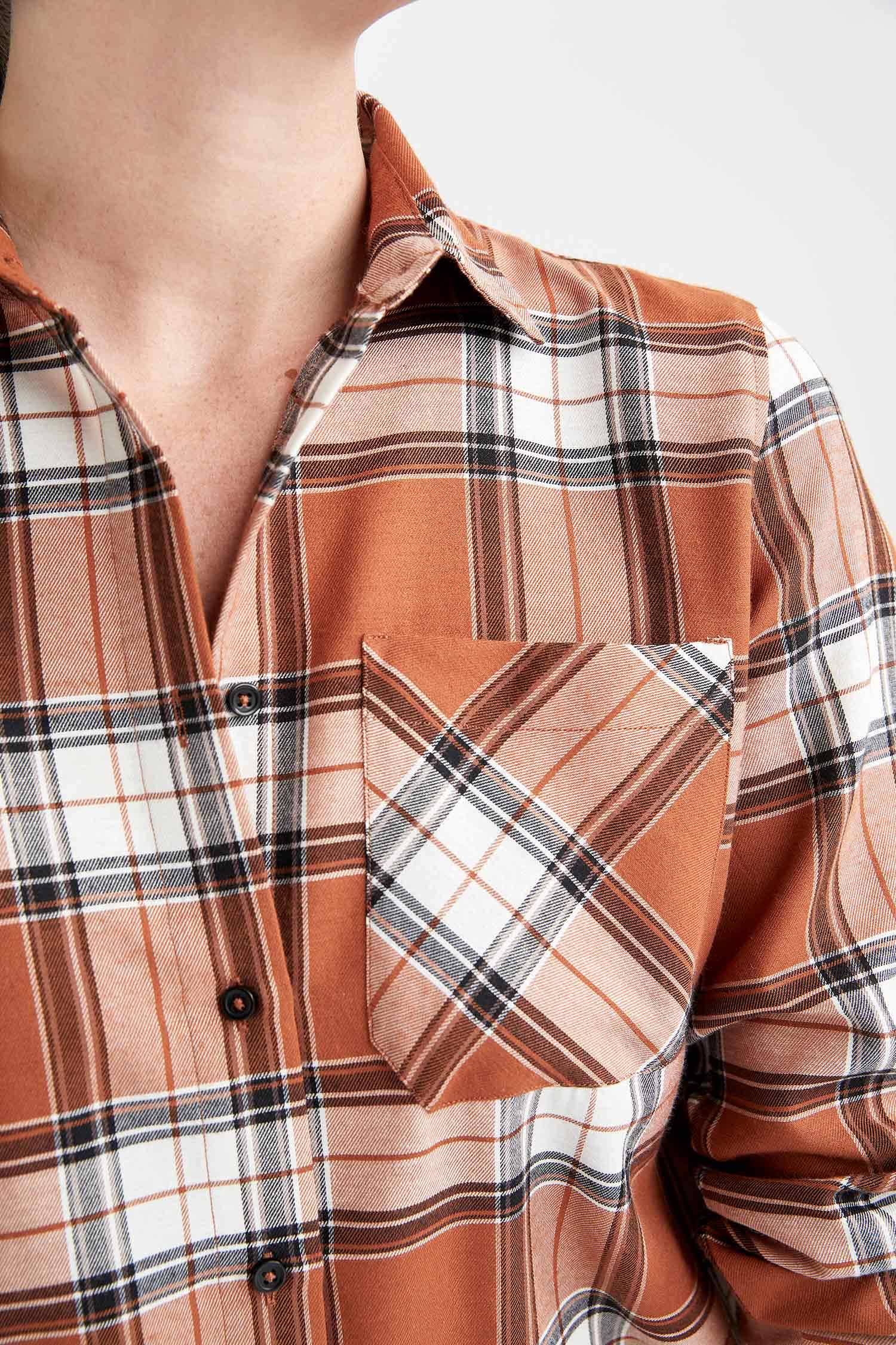 Retro Ekoseli Relax Fit Flanel Oduncu Gömlek
