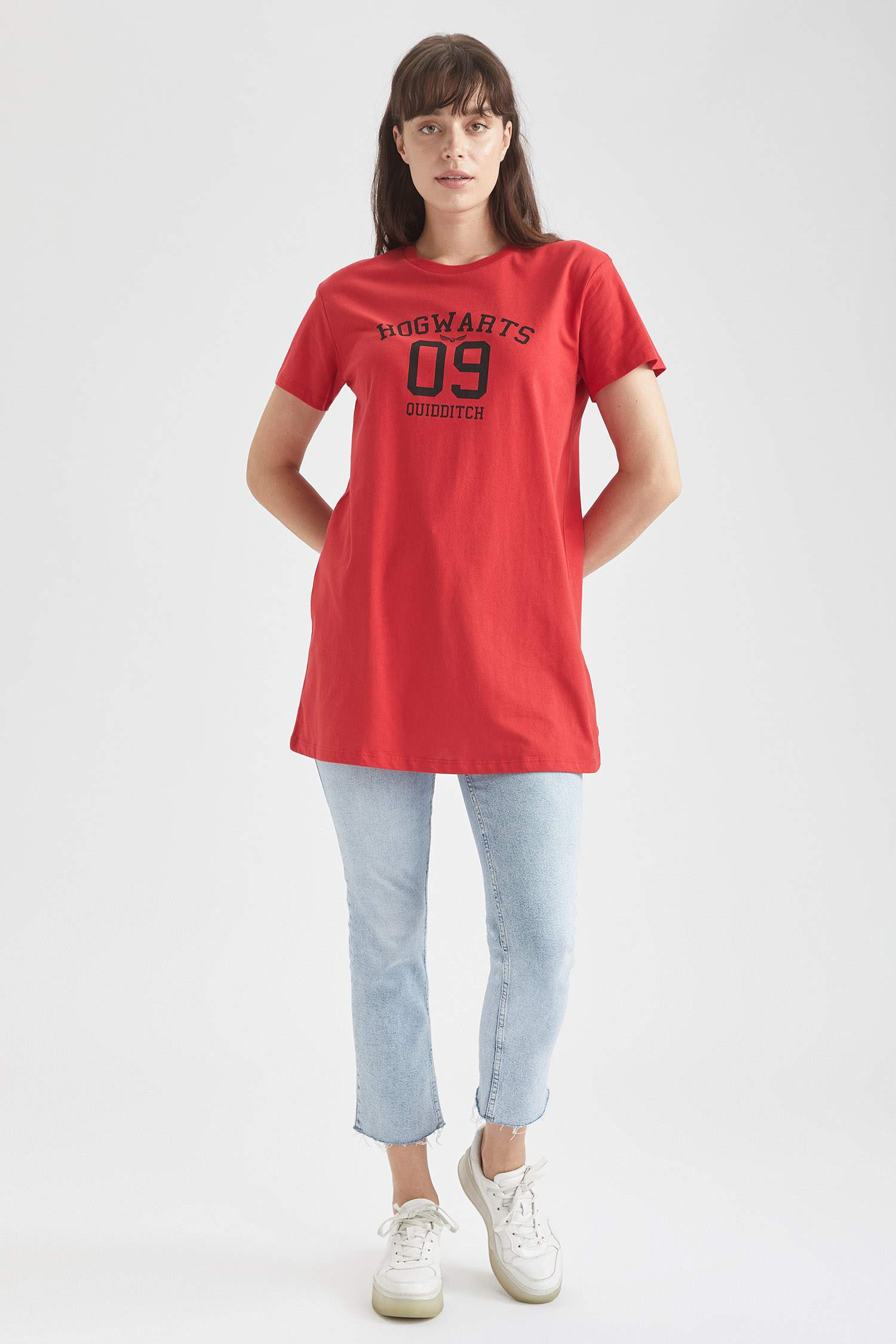 Harry Potter Lisanslı Bisiklet Yaka Relax Fit Tunik Tişört