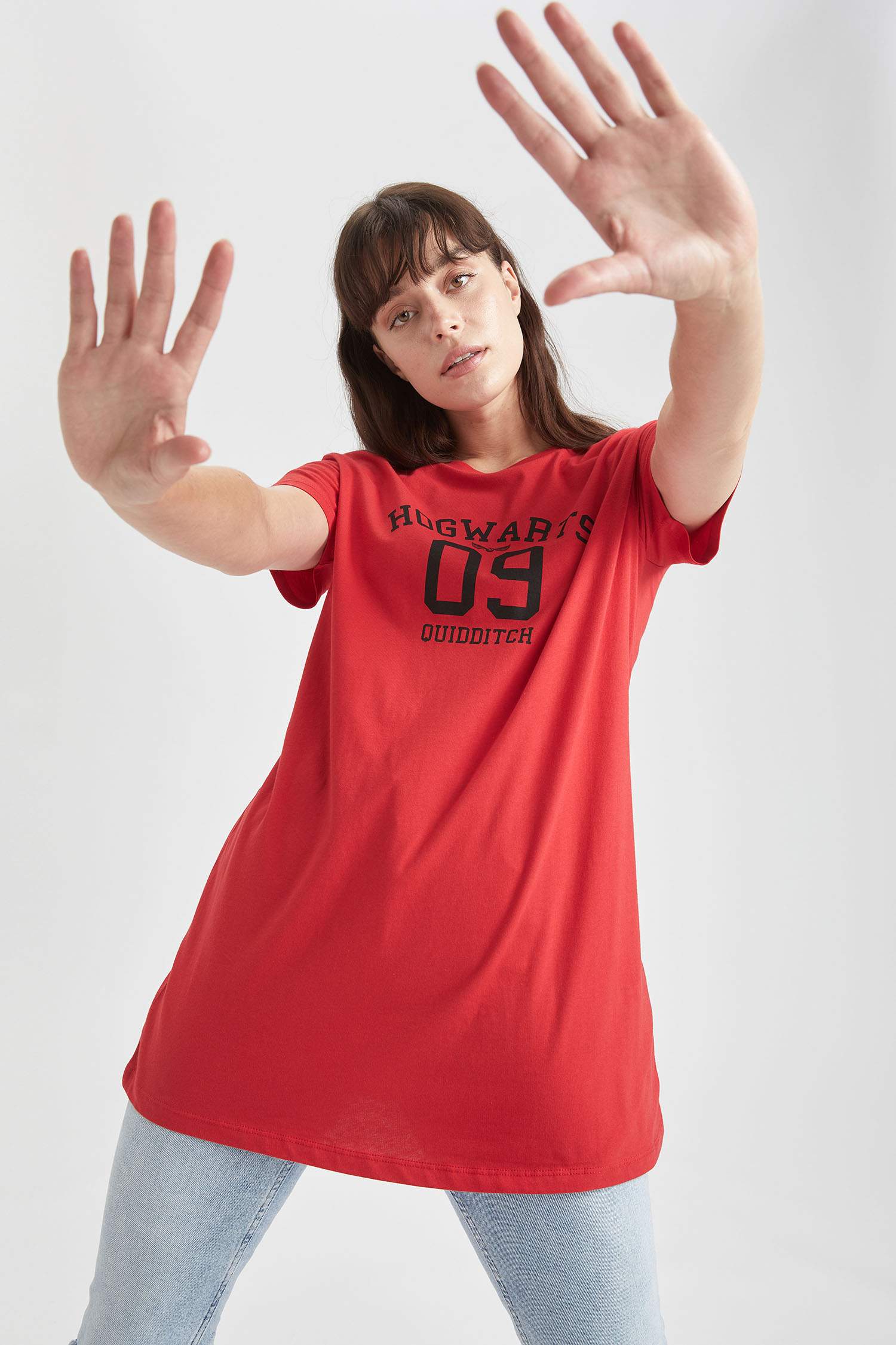 Harry Potter Lisanslı Bisiklet Yaka Relax Fit Tunik Tişört