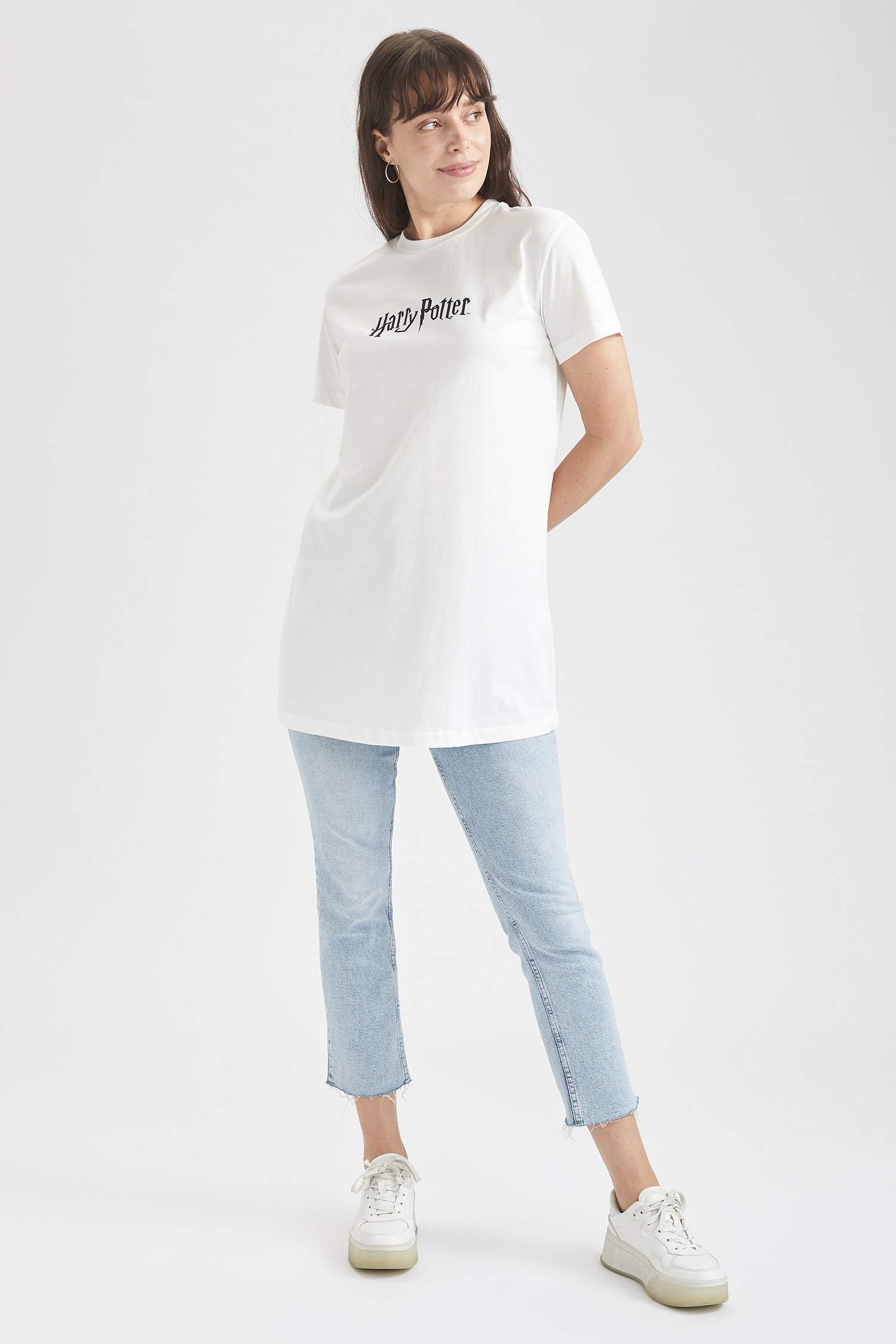 Harry Potter Lisanslı Bisiklet Yaka Relax Fit Tunik Tişört