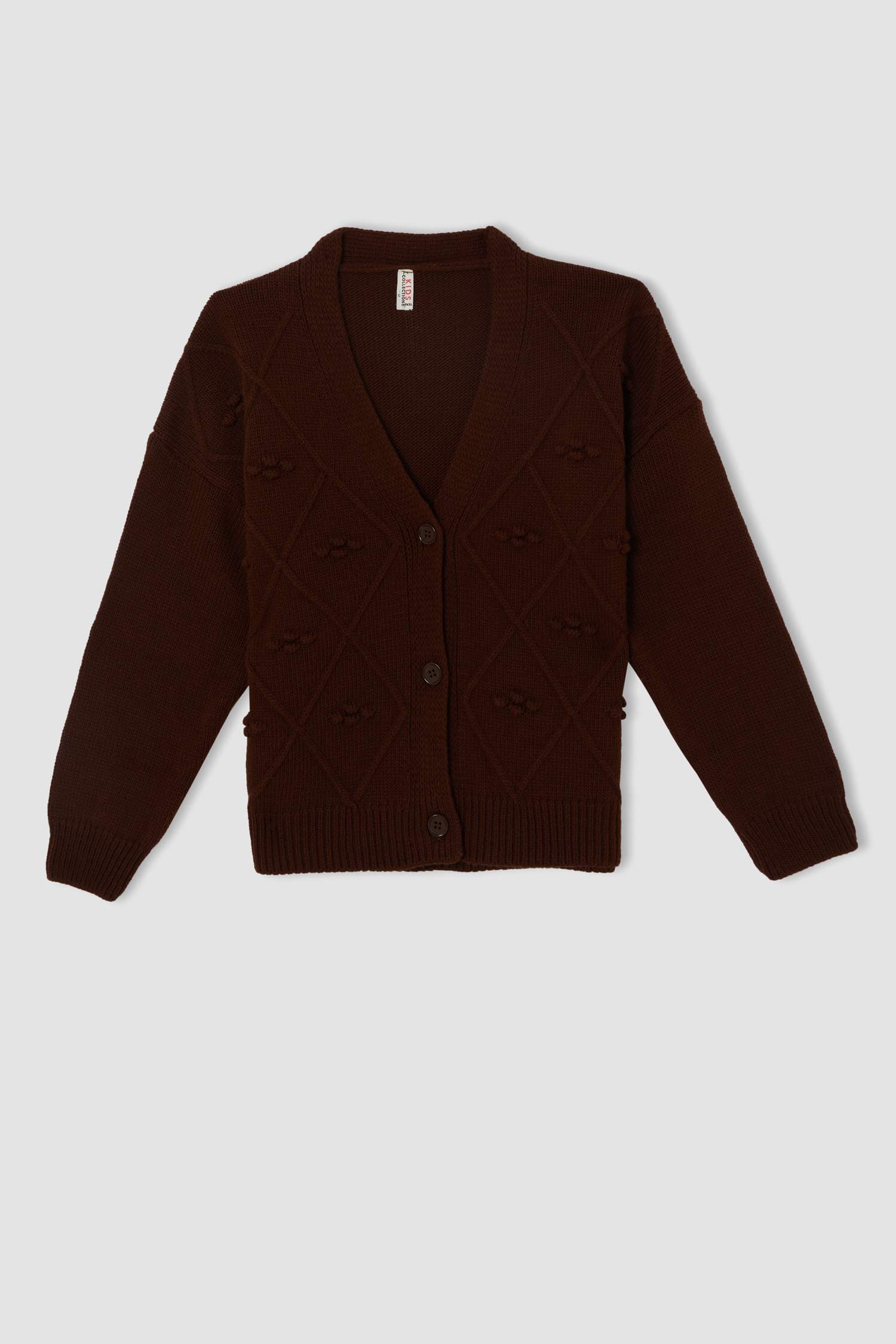 Kız Çocuk Regular Fit V Yaka Düğmeli Triko Hırka