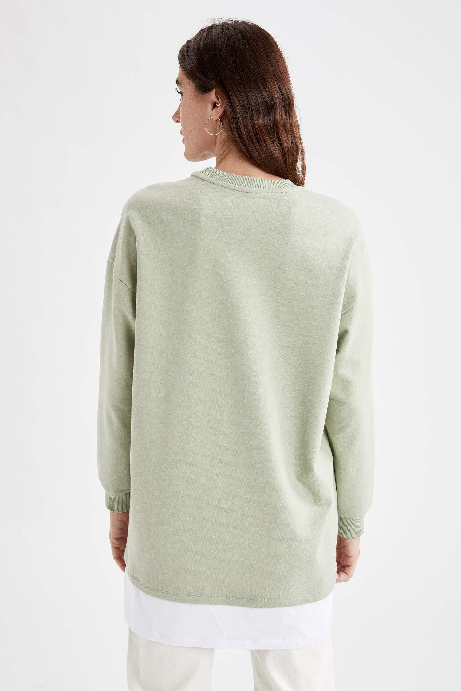 Tişört Detaylı Relax Fit İçi Yumuşak Tüylü Sweat Tunik