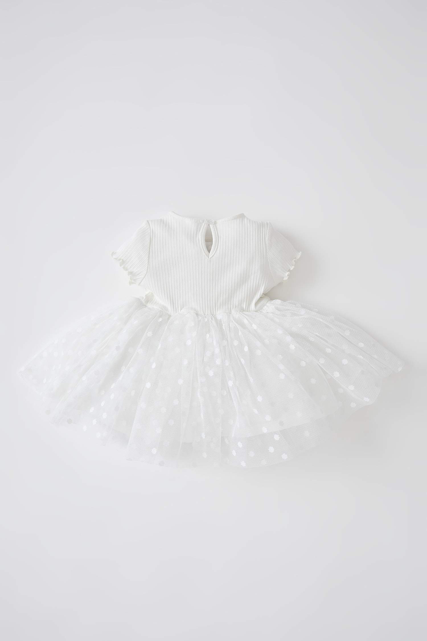 Kız Bebek Basic Tüllü Kısa Kollu Elbise