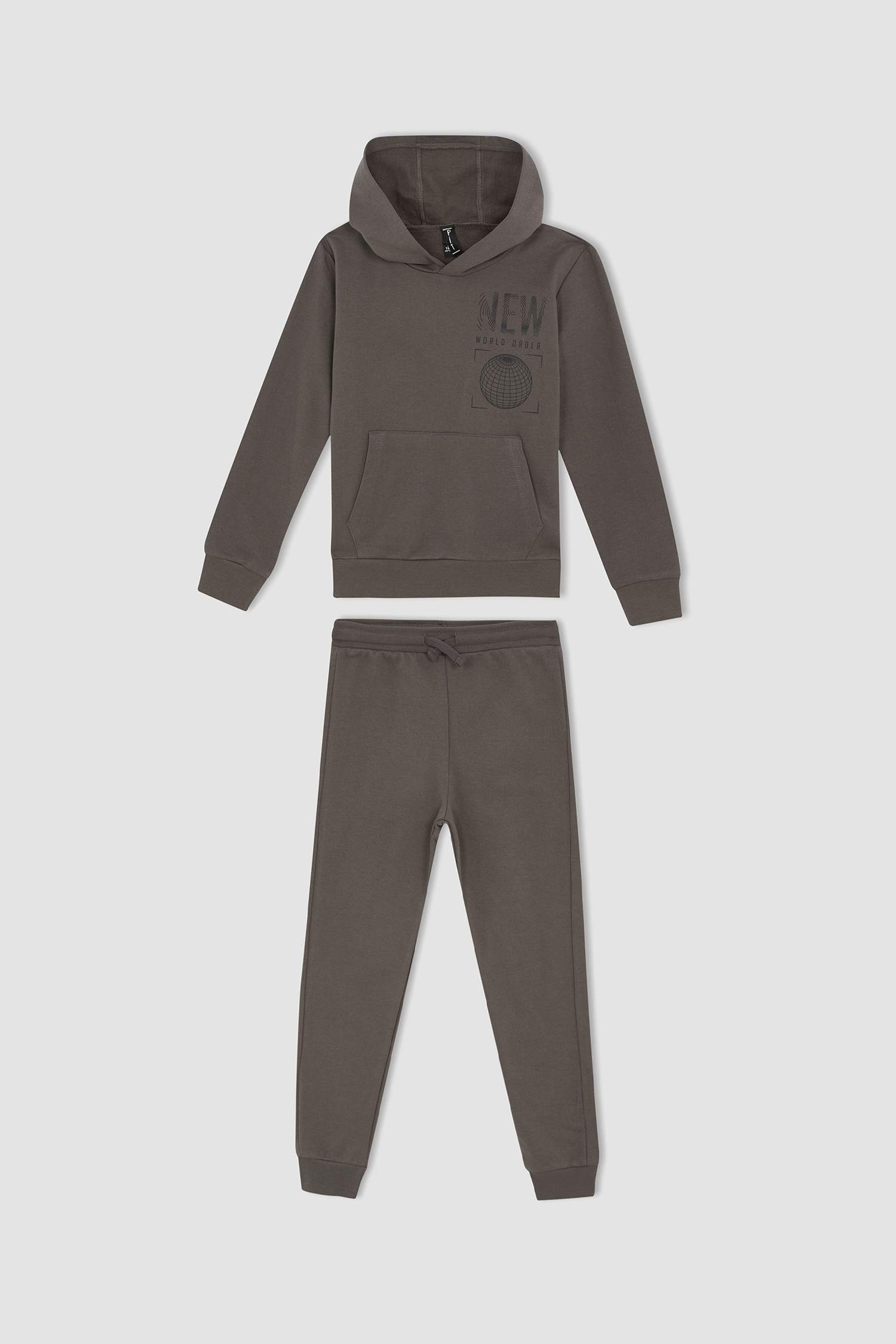 Erkek Çocuk Slim Fit Kapüşonlu Sırt Baskılı 2'li Takım