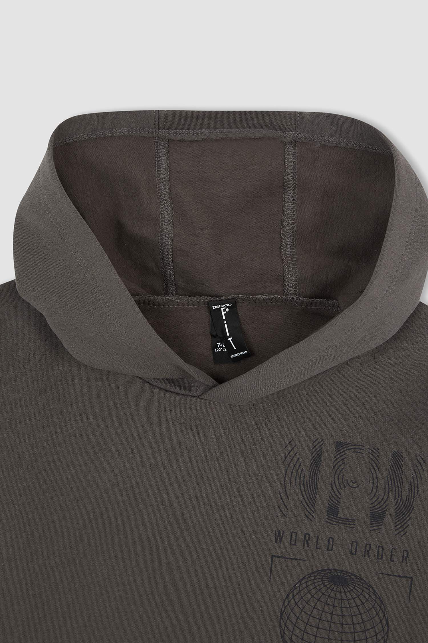 Erkek Çocuk Slim Fit Kapüşonlu Sırt Baskılı 2'li Takım