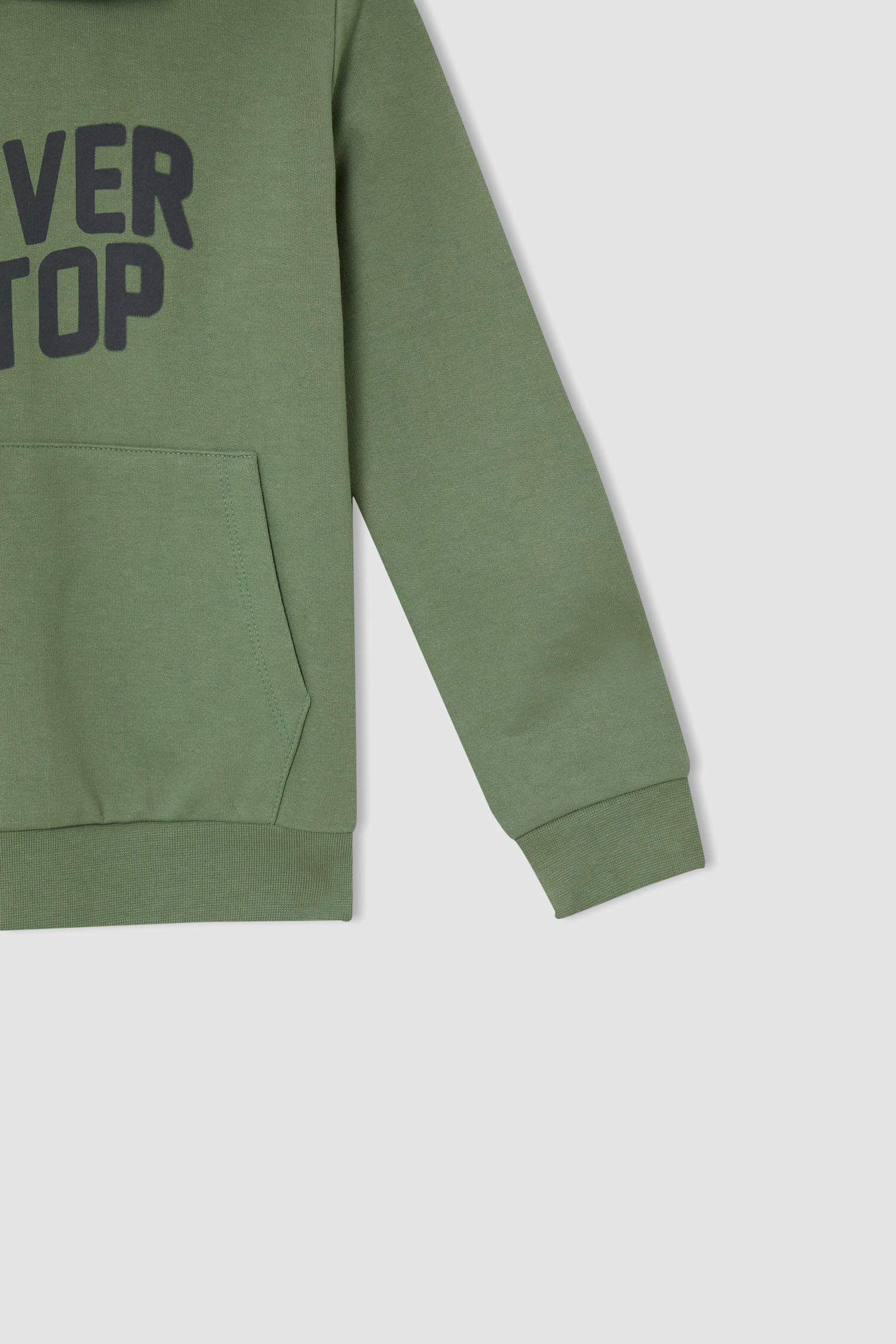Erkek Çocuk Baskılı Kapüşonlu Kanguru Cepli Uzun Kollu Sweatshirt ve Jogger Eşofman Altı Takımı