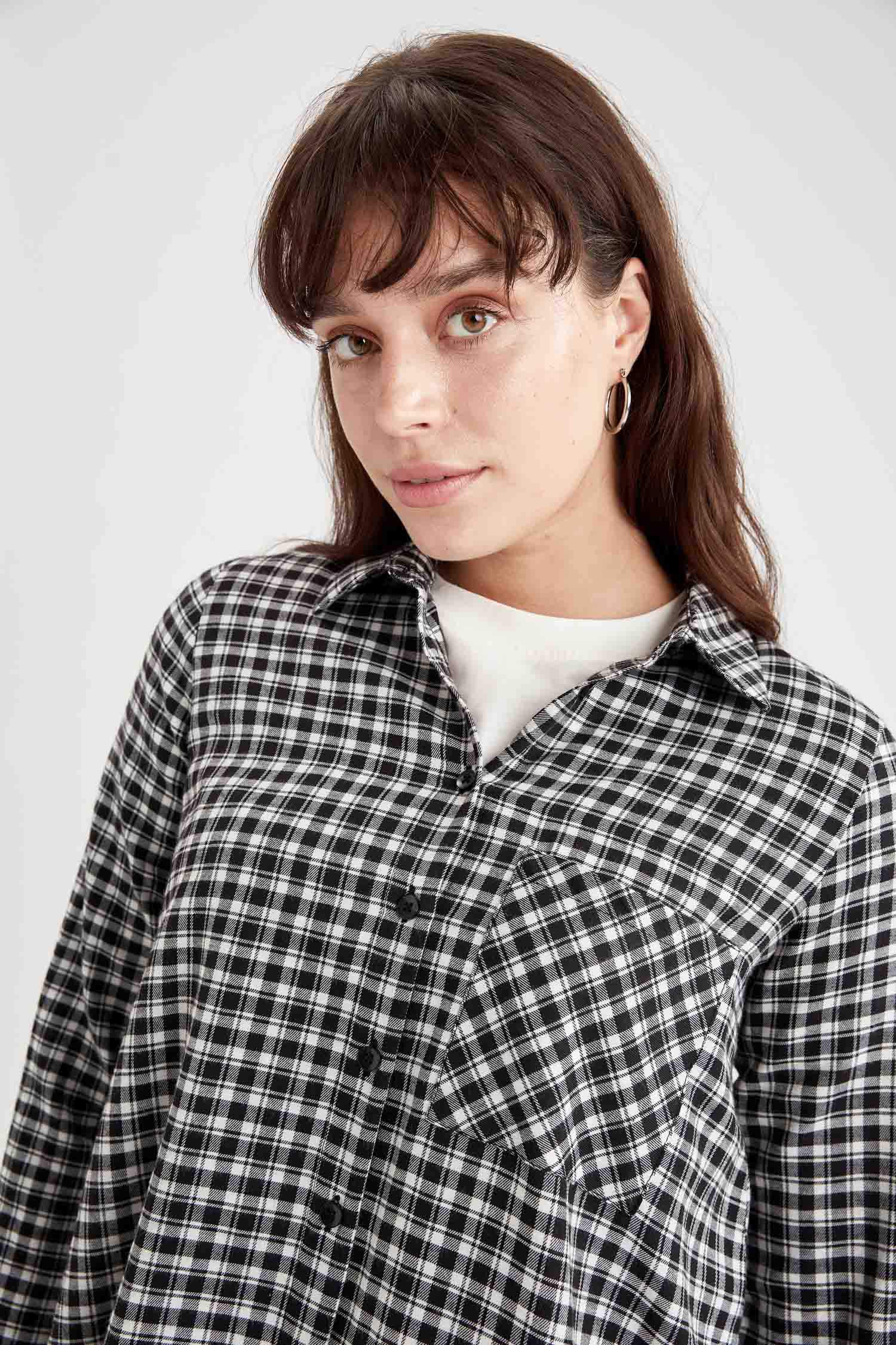 Kareli Regular Fit Dokuma Oduncu Gömlek Tunik