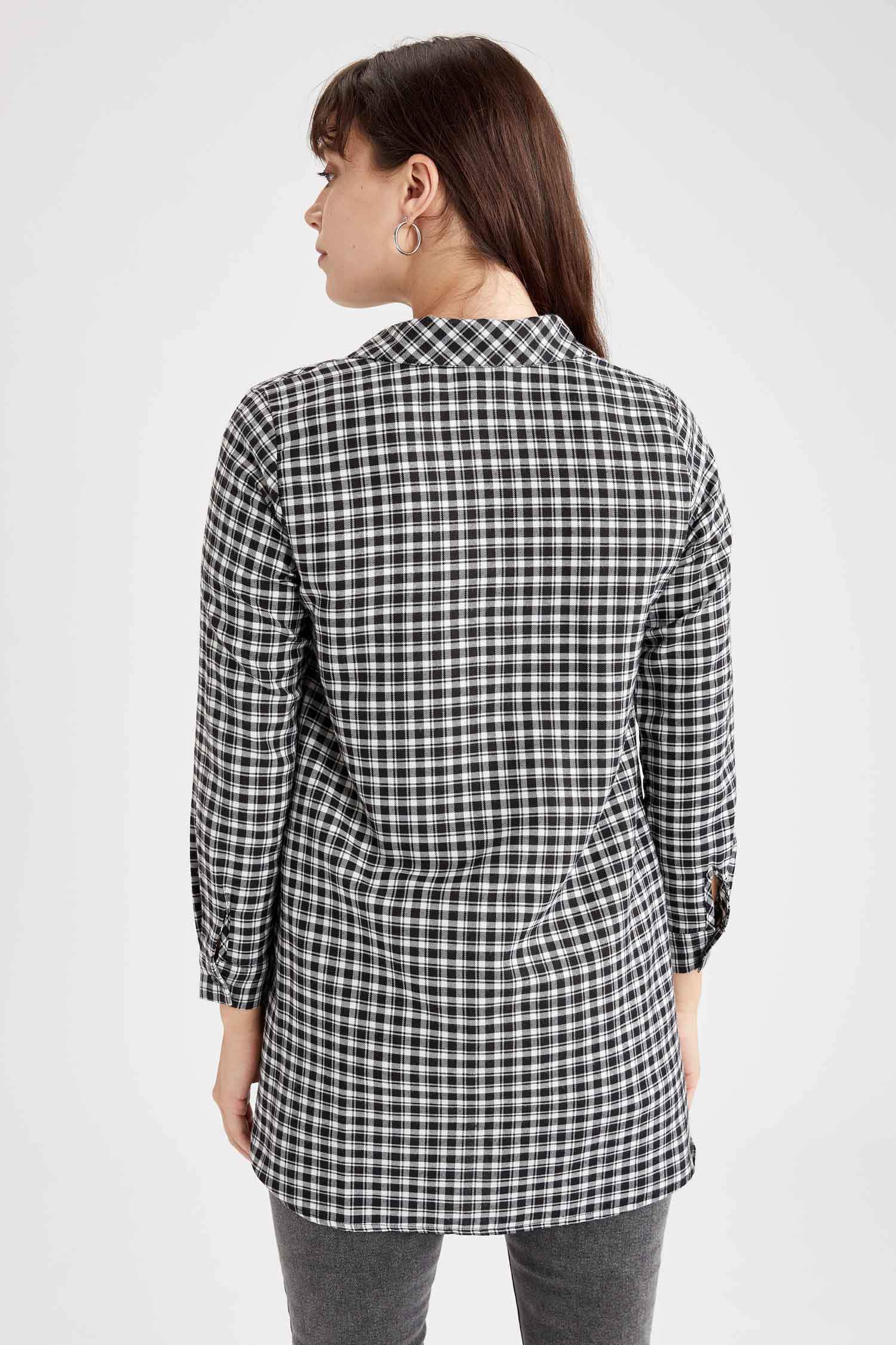 Kareli Regular Fit Dokuma Oduncu Gömlek Tunik