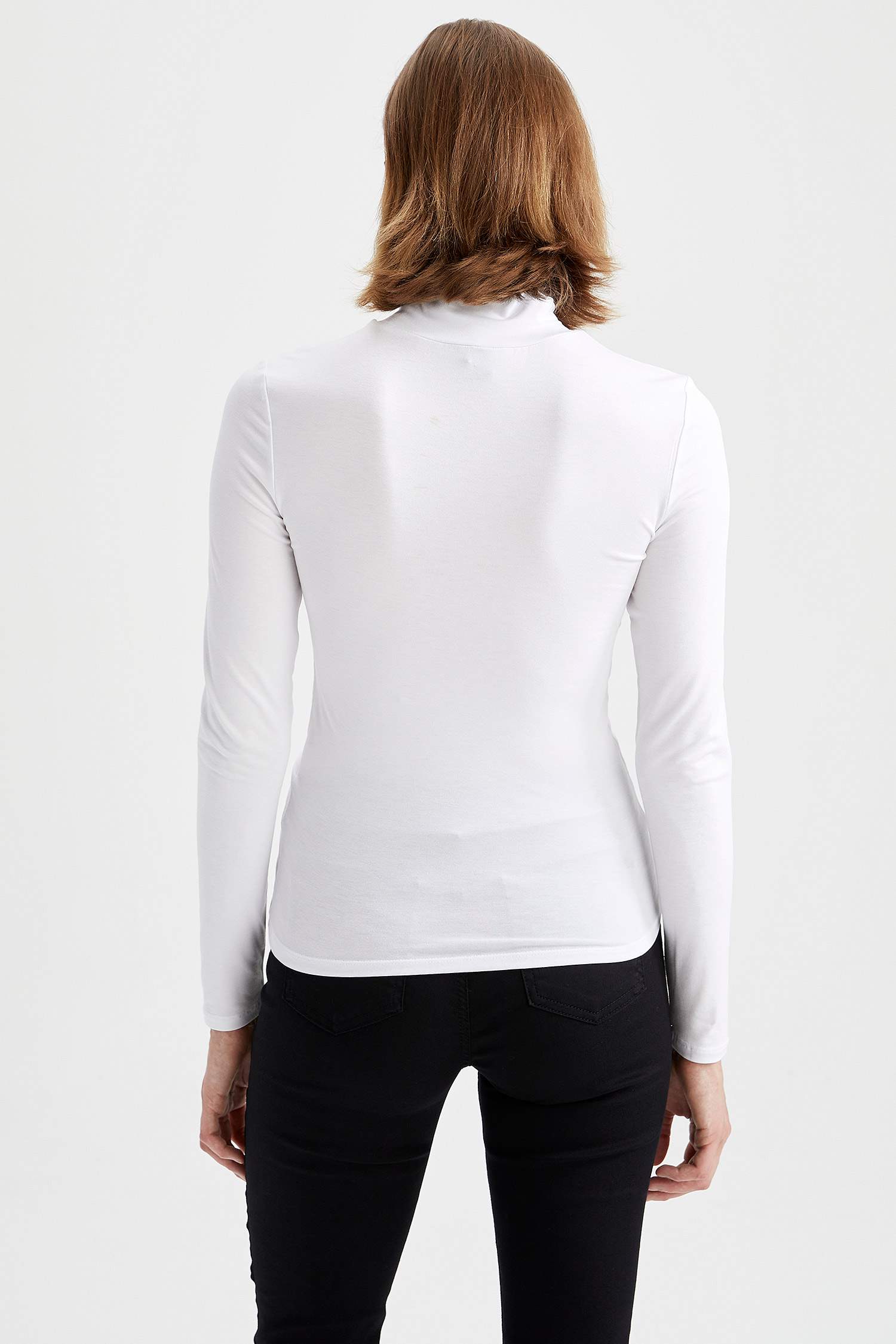 Basic Balıkçı Yaka Slim Fit Uzun Kollu Tişört