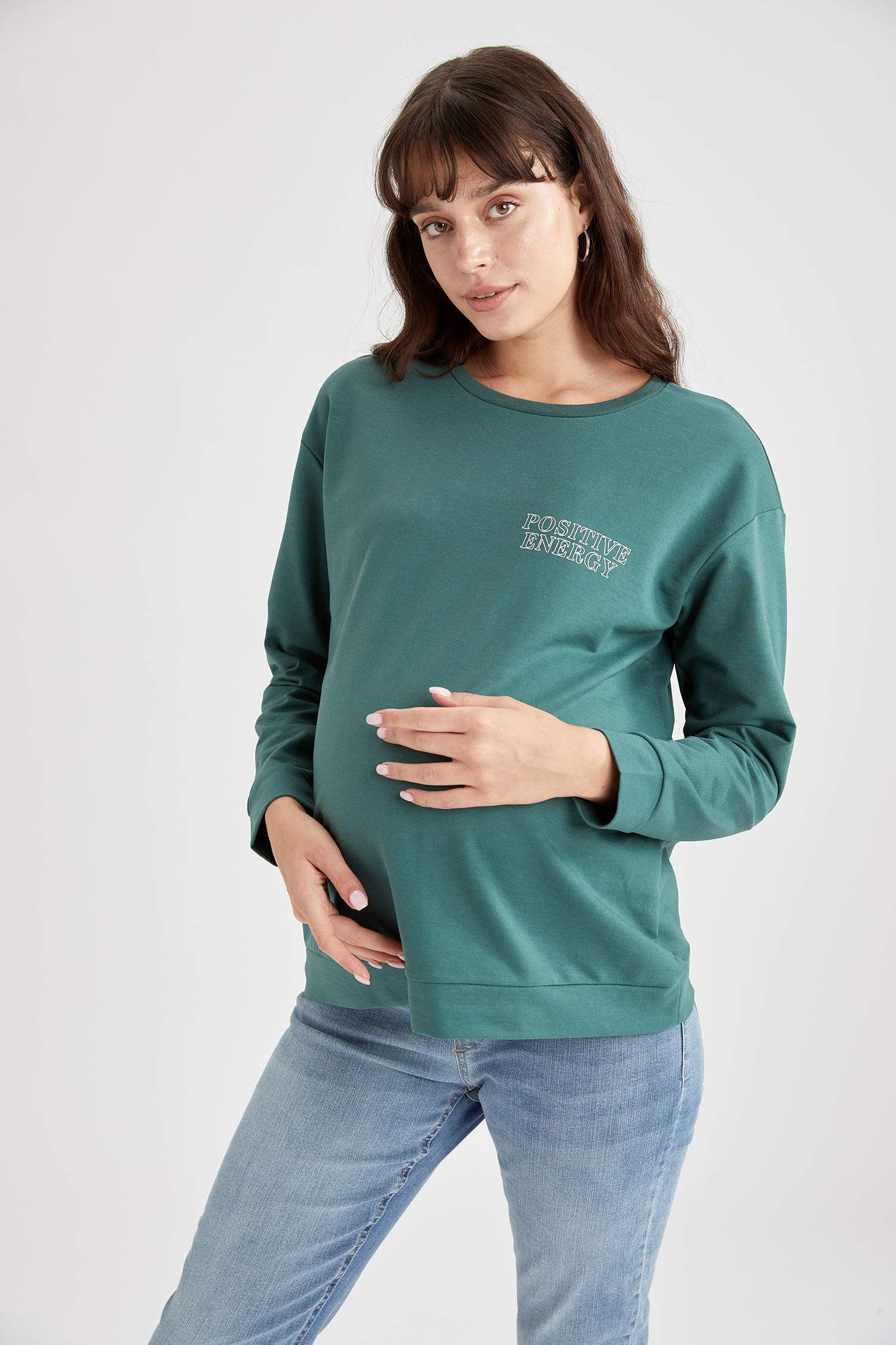 Hamile Slogan Baskılı Sweatshirt