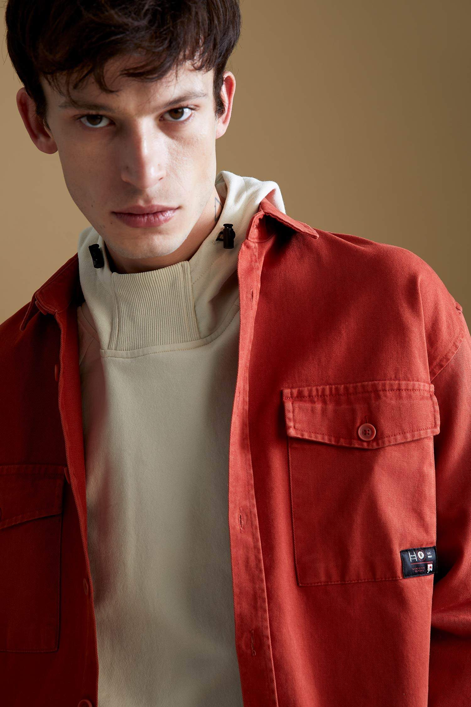 Oversize Fit Çift Cepli Uzun Kollu Gömlek
