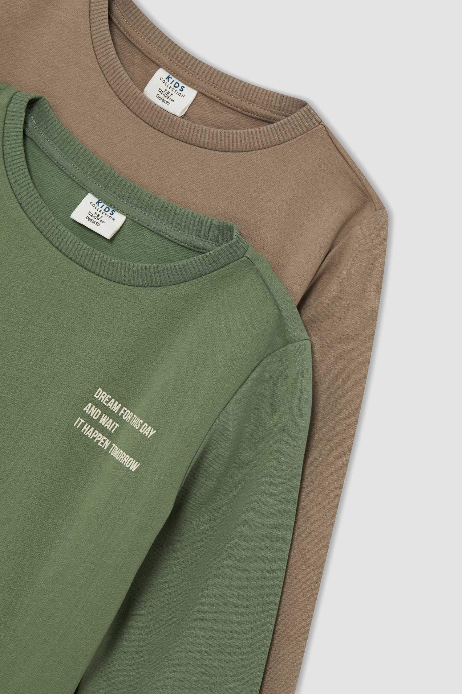 Erkek Çocuk Regular Fit Bisiklet Yaka İçi Yumuşak Tüylü 2'li Sweatshirt