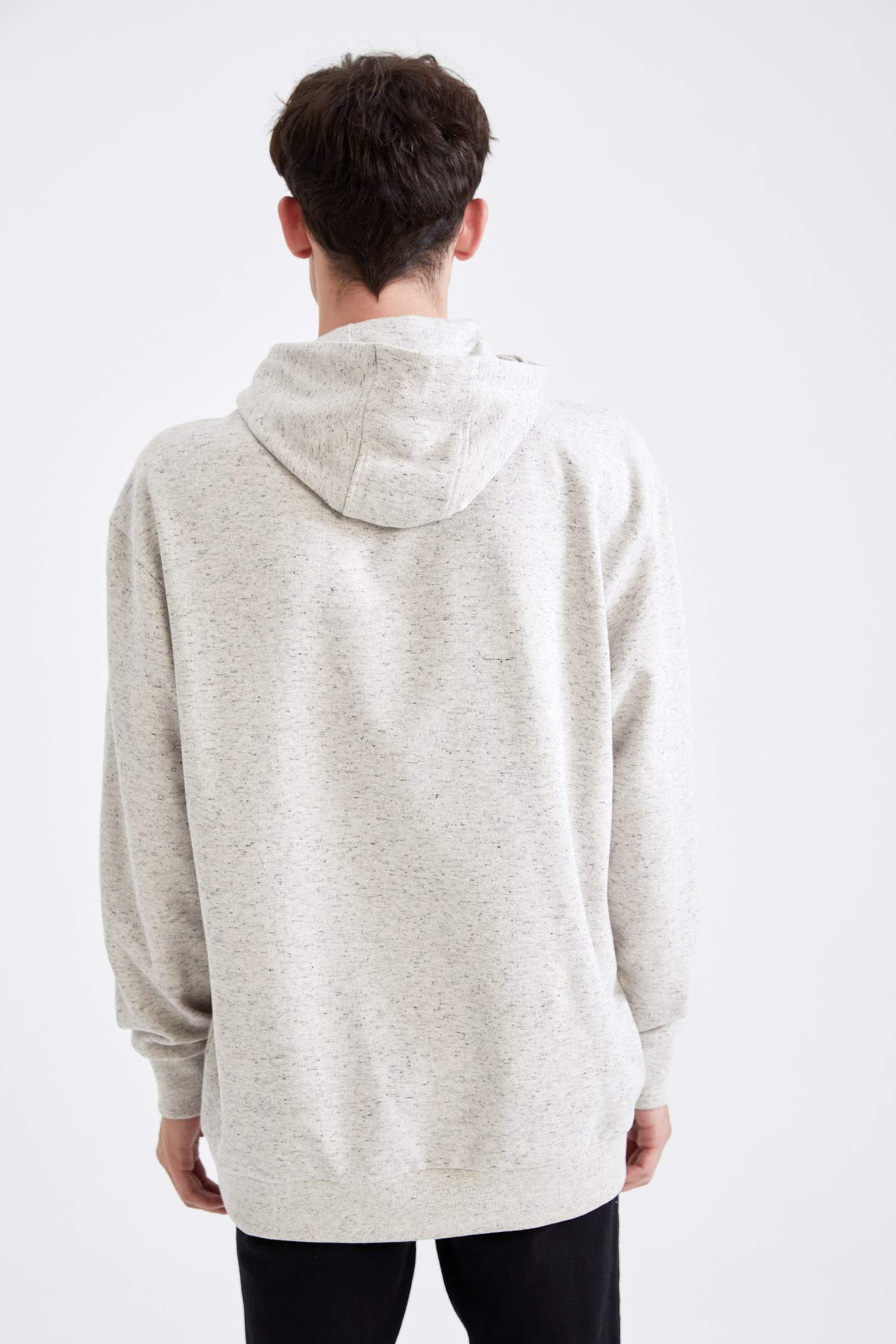 Oversize Fit Kuru kafa Baskılı Kapüşonlu Sweatshirt