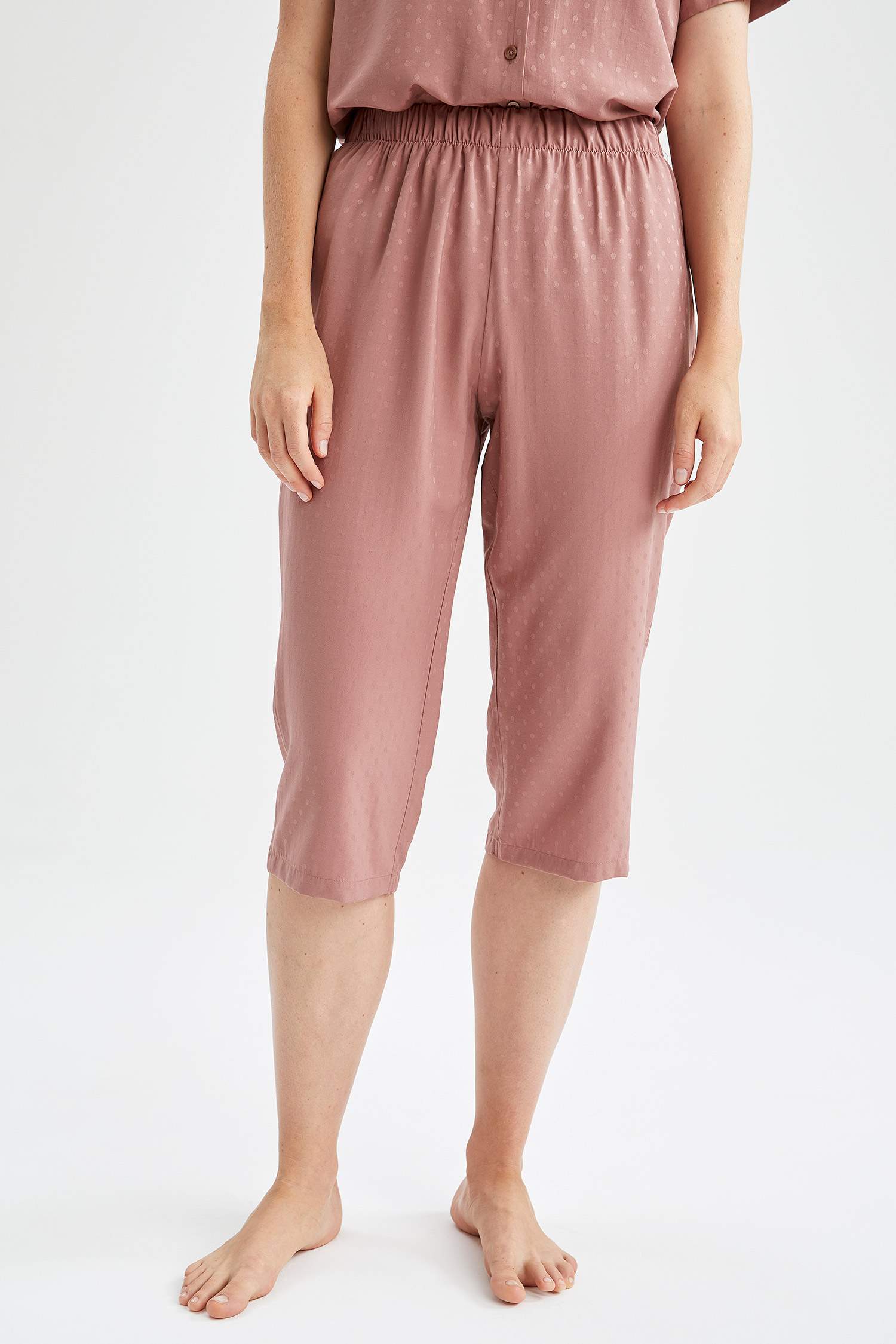 Elastik Belli Relax Fit Kapri Pijama Altı