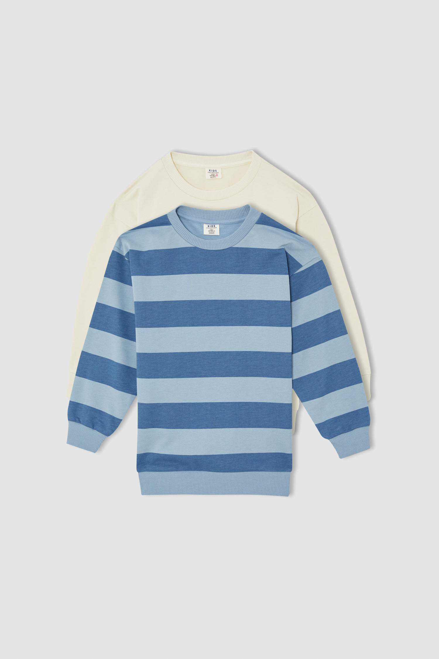 Erkek Çocuk Regular Fit Çizgili Bisiklet Yaka 2'li Sweatshirt
