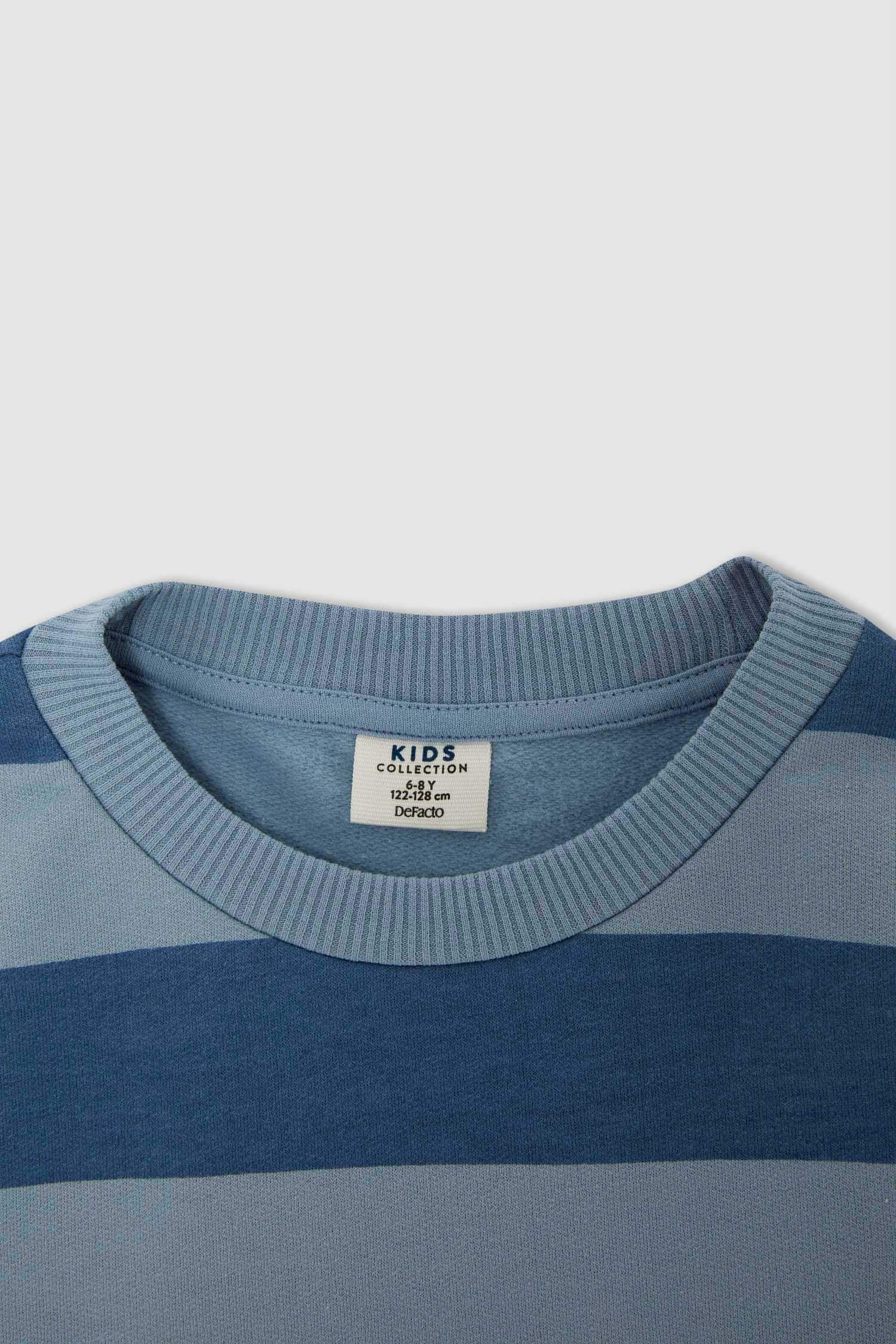 Erkek Çocuk Regular Fit Çizgili Bisiklet Yaka 2'li Sweatshirt