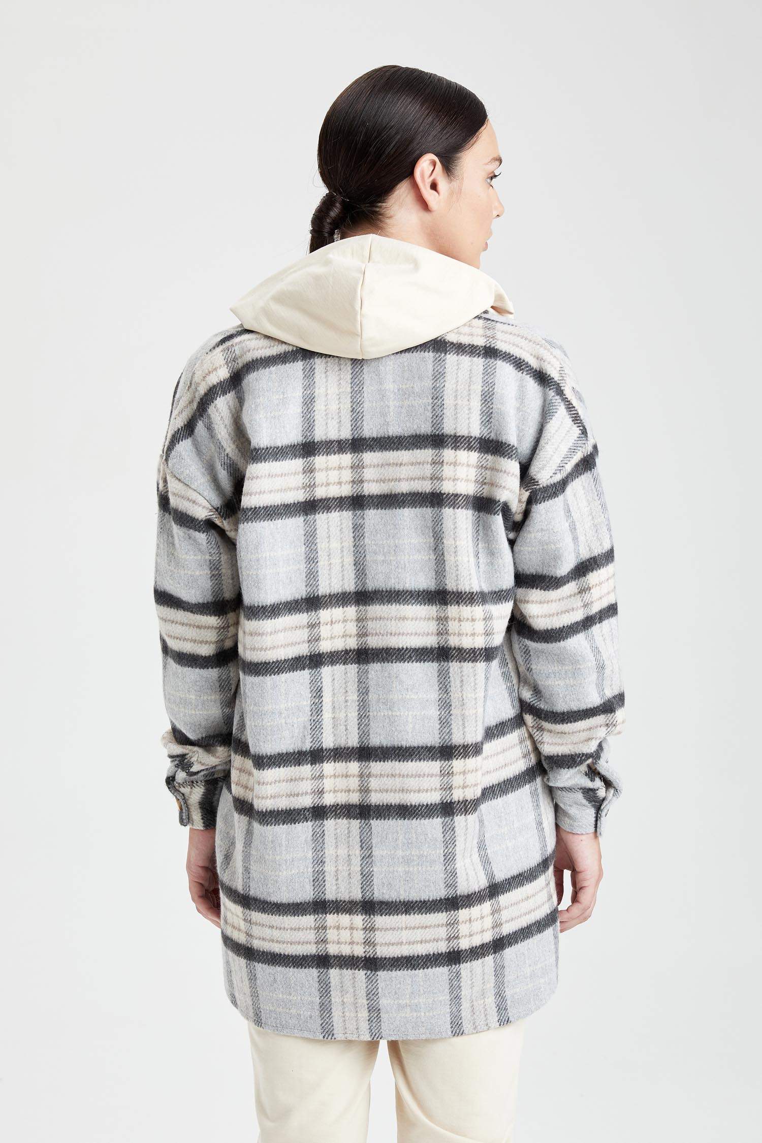 Oversize Fit Kareli Oduncu Gömlek Ceket