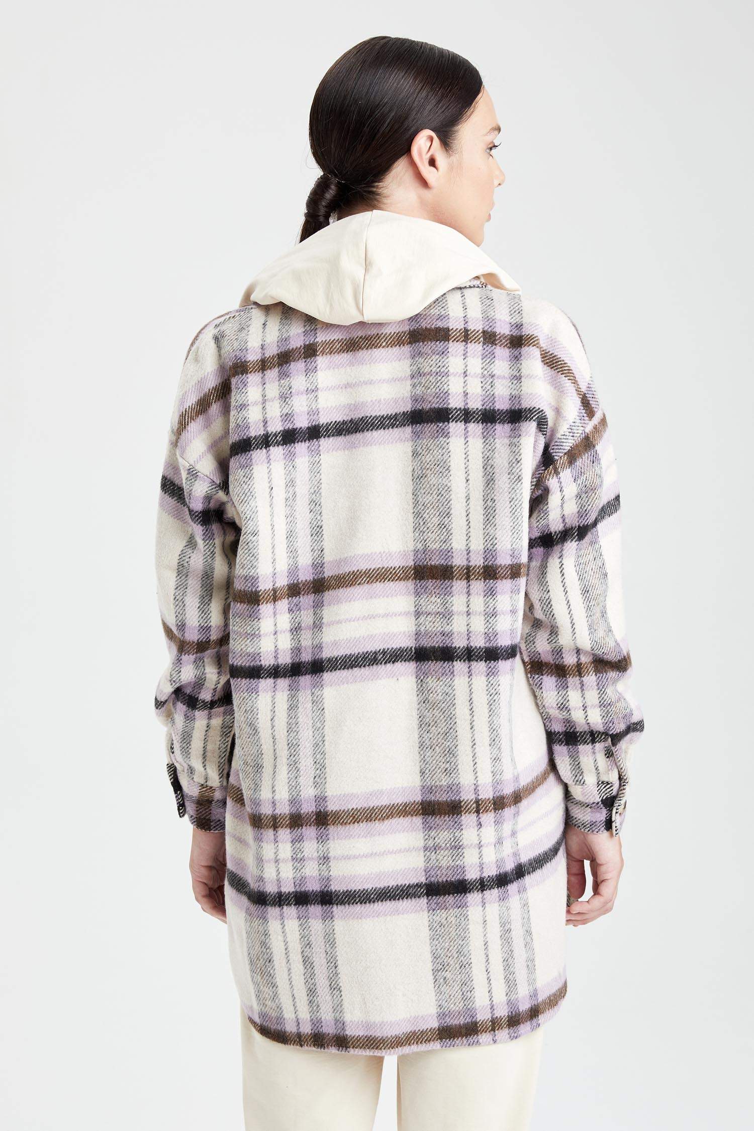 Oversize Fit Kareli Oduncu Gömlek Ceket
