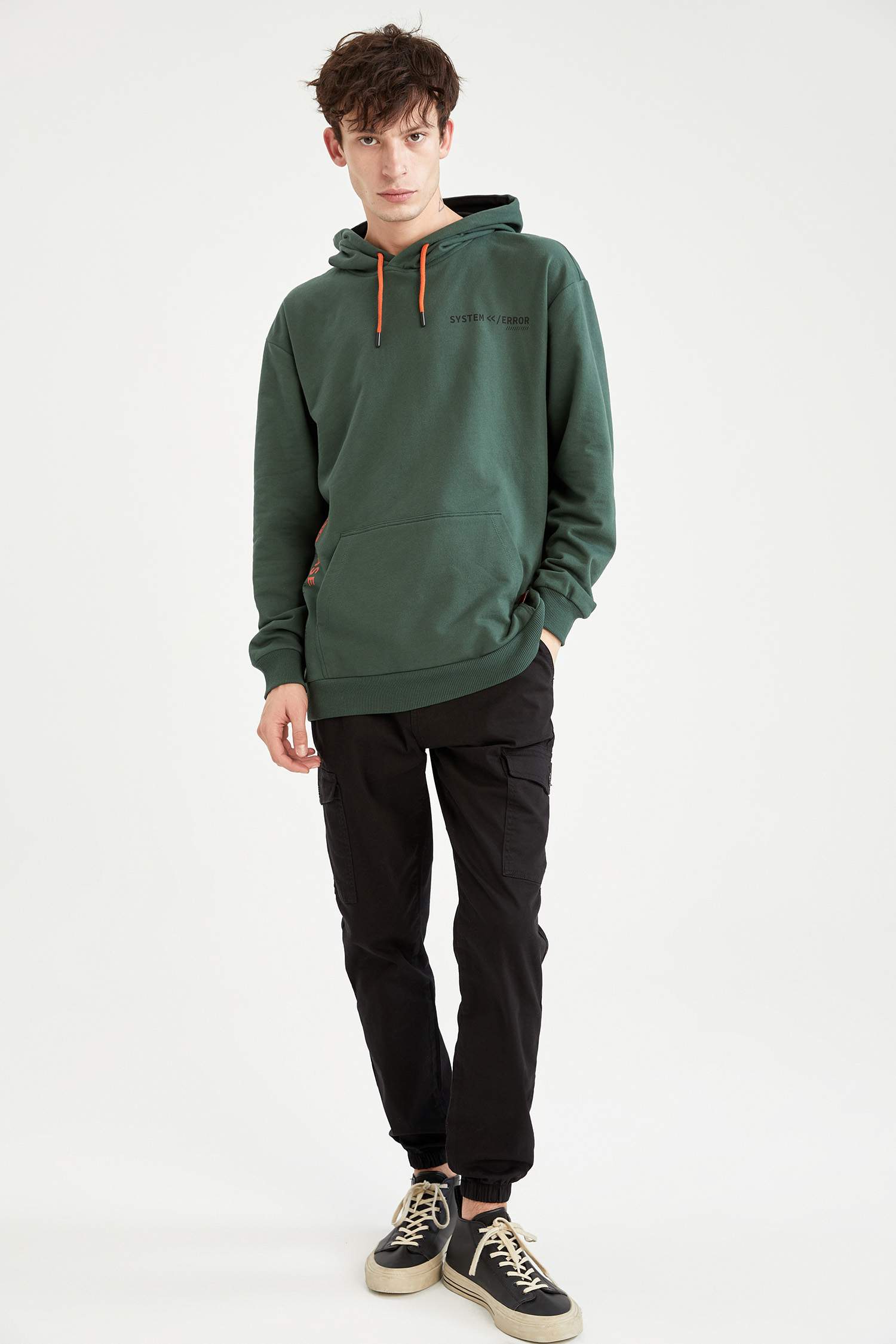 Oversize Fit Kapüşonlu Kanguru Cepli Uzun Kollu Sweatshirt