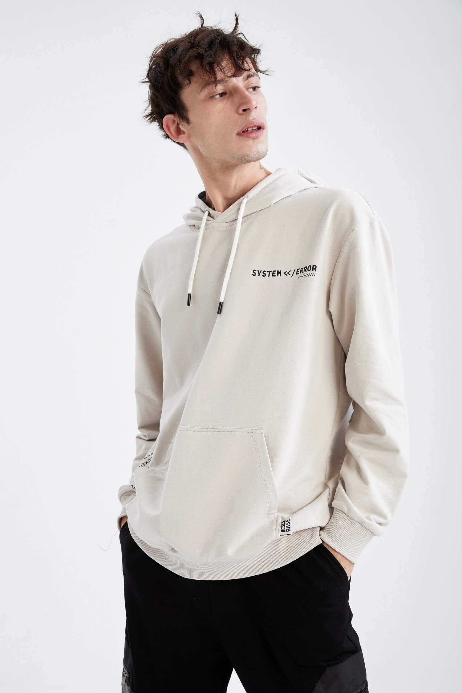 Oversize Fit Kapüşonlu Kanguru Cepli Uzun Kollu Sweatshirt