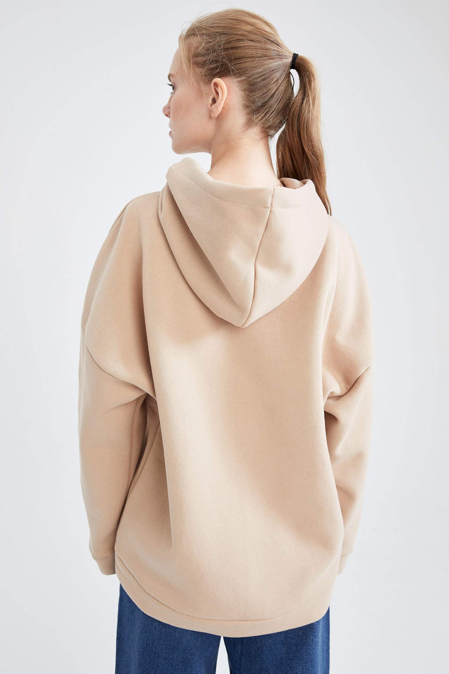Basic Kapüşonlu İçi Polarlı Relax Fit Sweatshirt