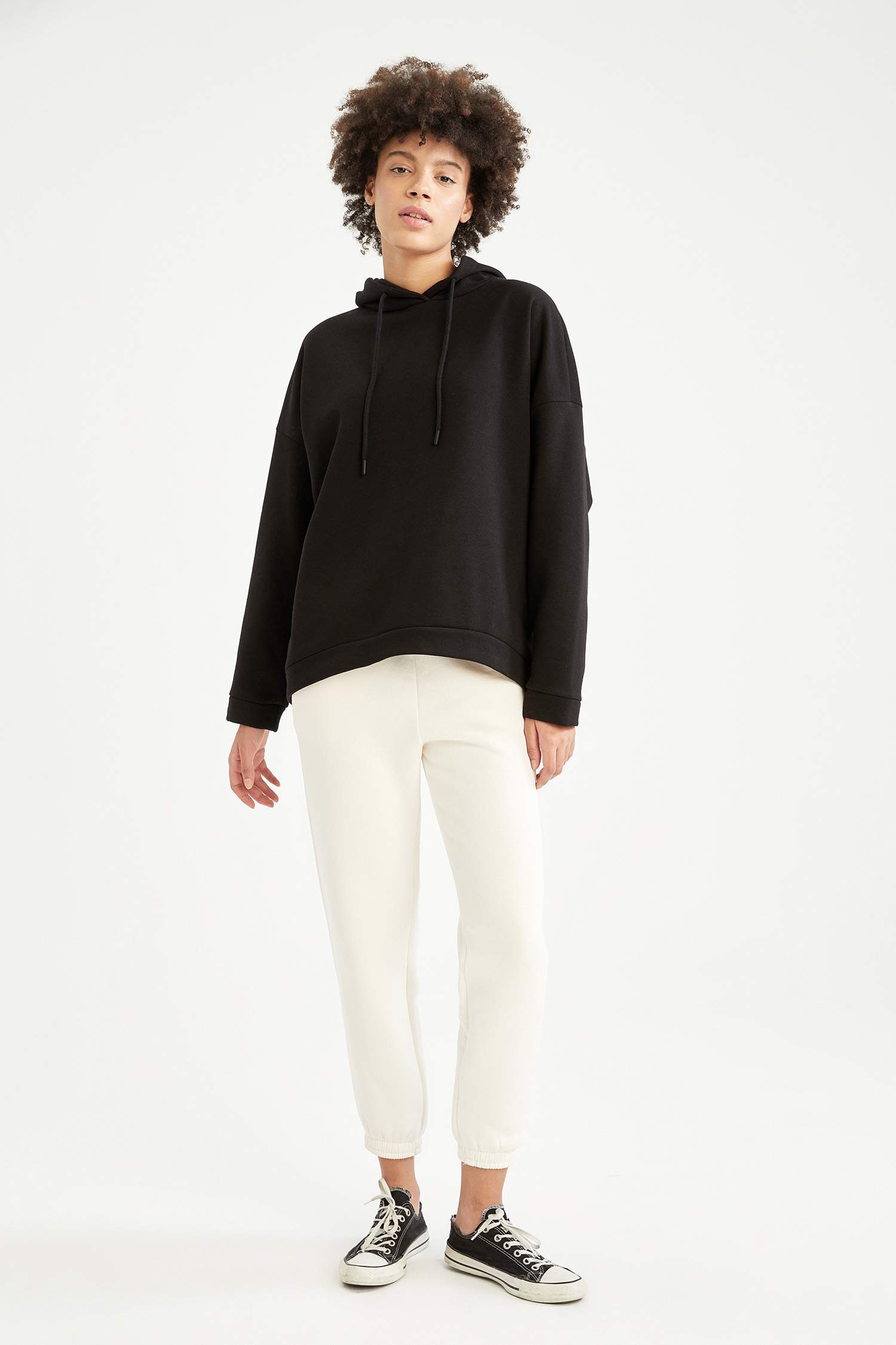 Basic Kapüşonlu İçi Polarlı Relax Fit Sweatshirt