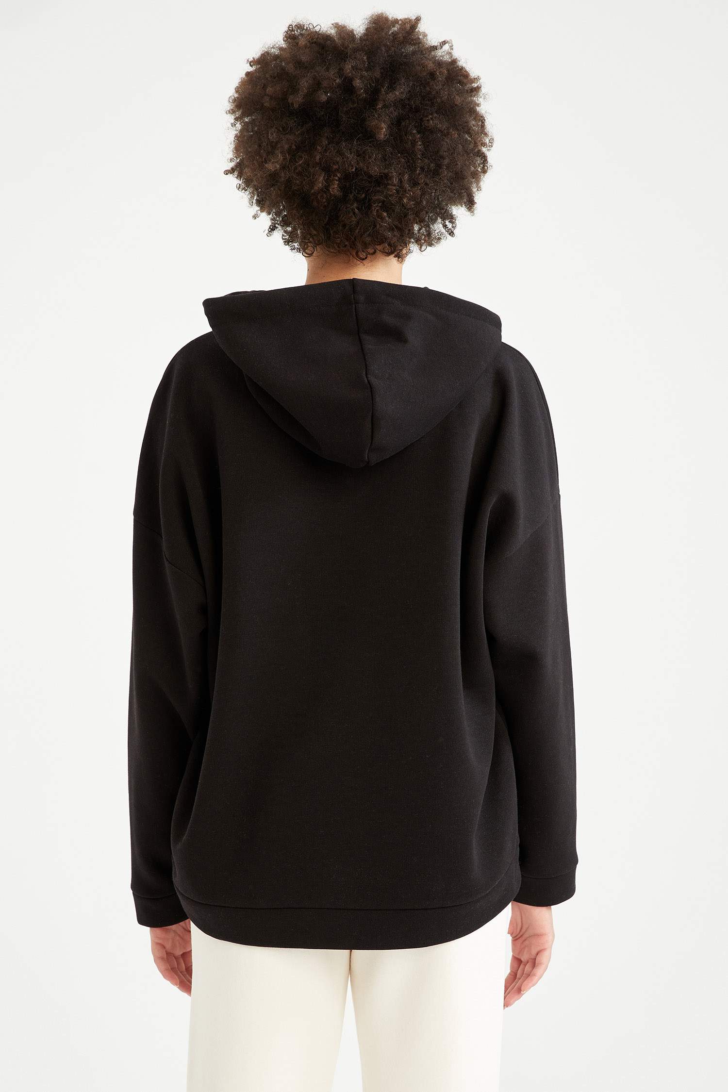 Basic Kapüşonlu İçi Polarlı Relax Fit Sweatshirt