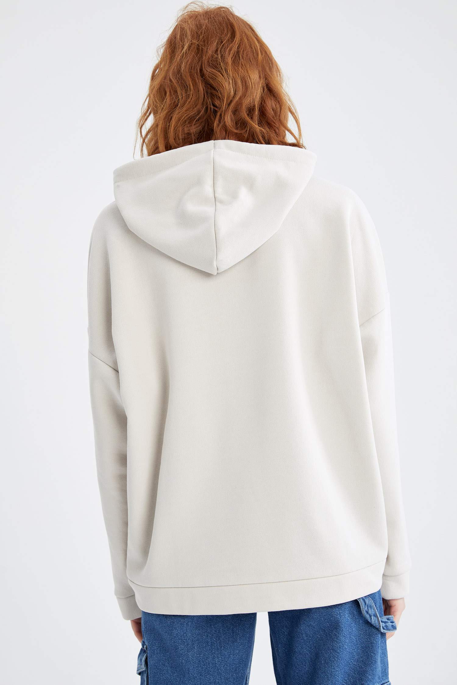 Basic Kapüşonlu İçi Polarlı Relax Fit Sweatshirt