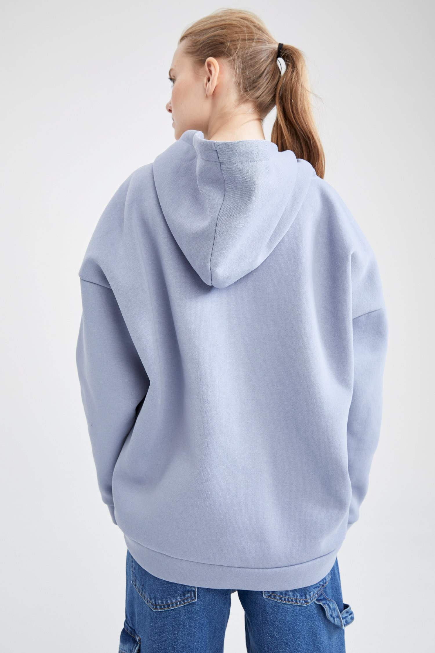 Basic Kapüşonlu İçi Polarlı Relax Fit Sweatshirt
