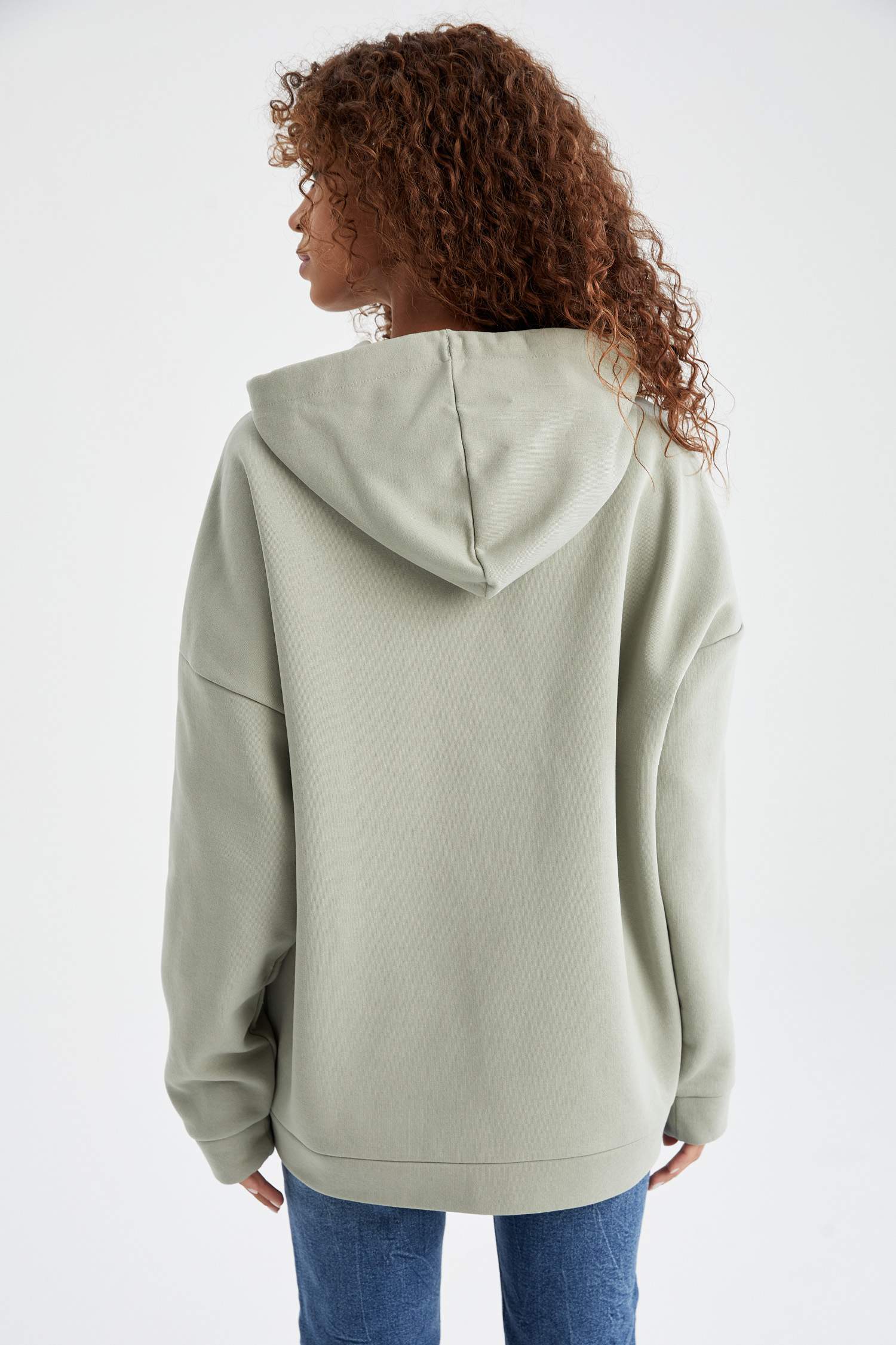 Basic Kapüşonlu İçi Polarlı Relax Fit Sweatshirt