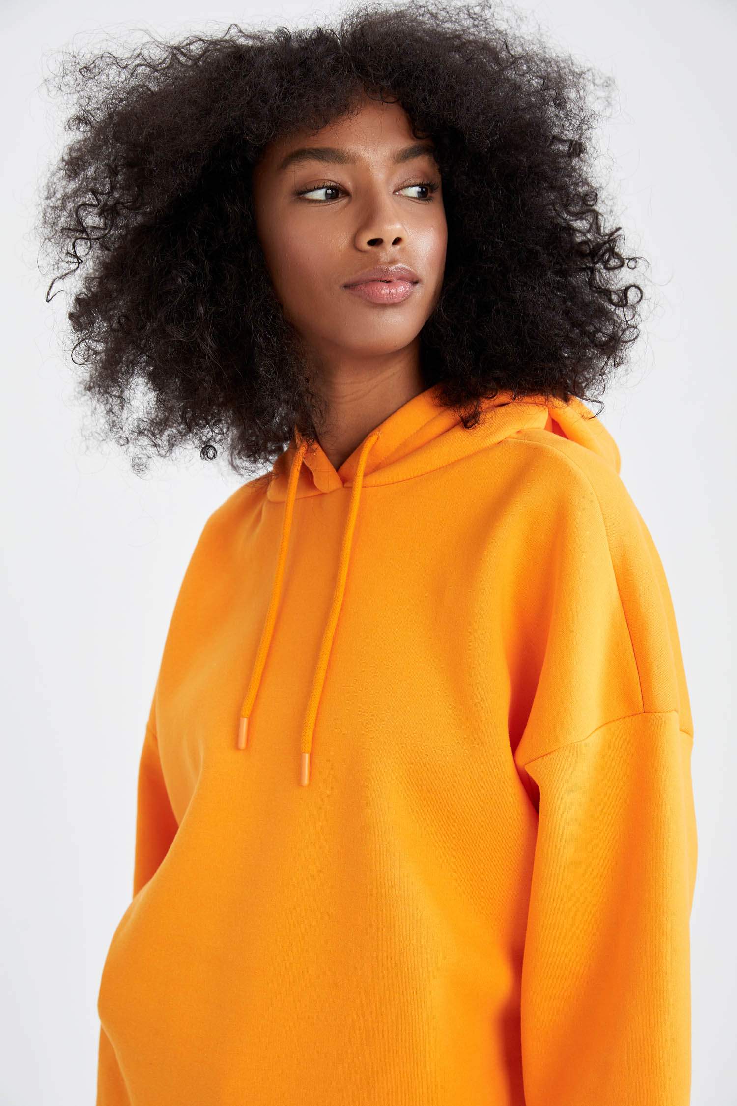 Basic Kapüşonlu İçi Polarlı Relax Fit Sweatshirt