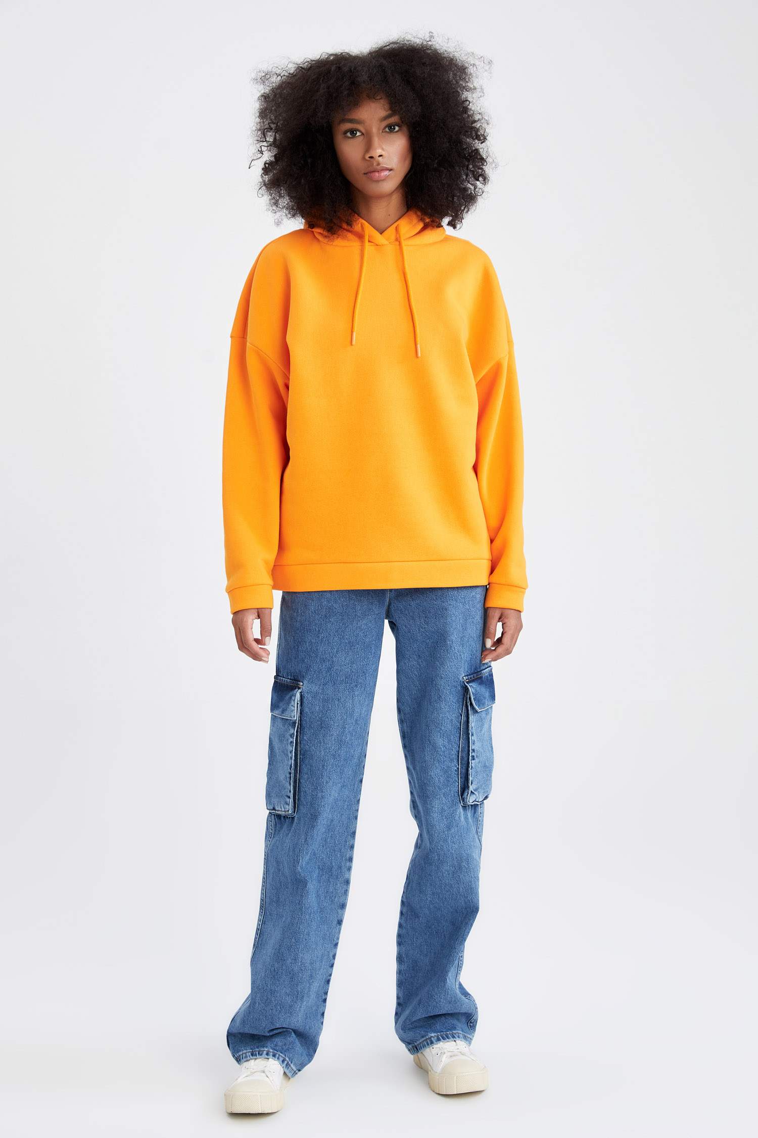Basic Kapüşonlu İçi Polarlı Relax Fit Sweatshirt