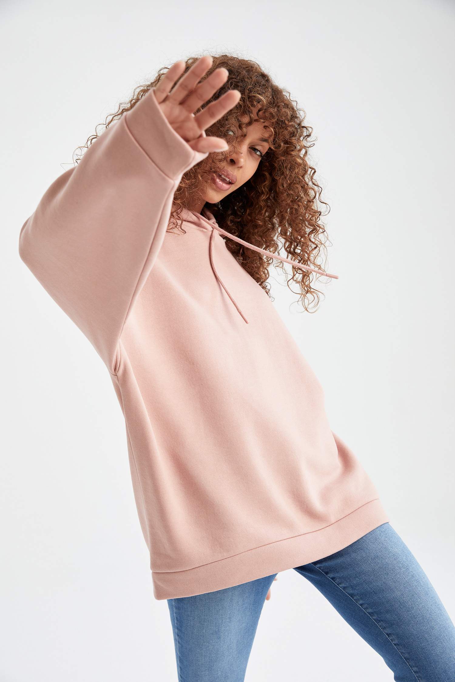 Basic Kapüşonlu İçi Polarlı Relax Fit Sweatshirt
