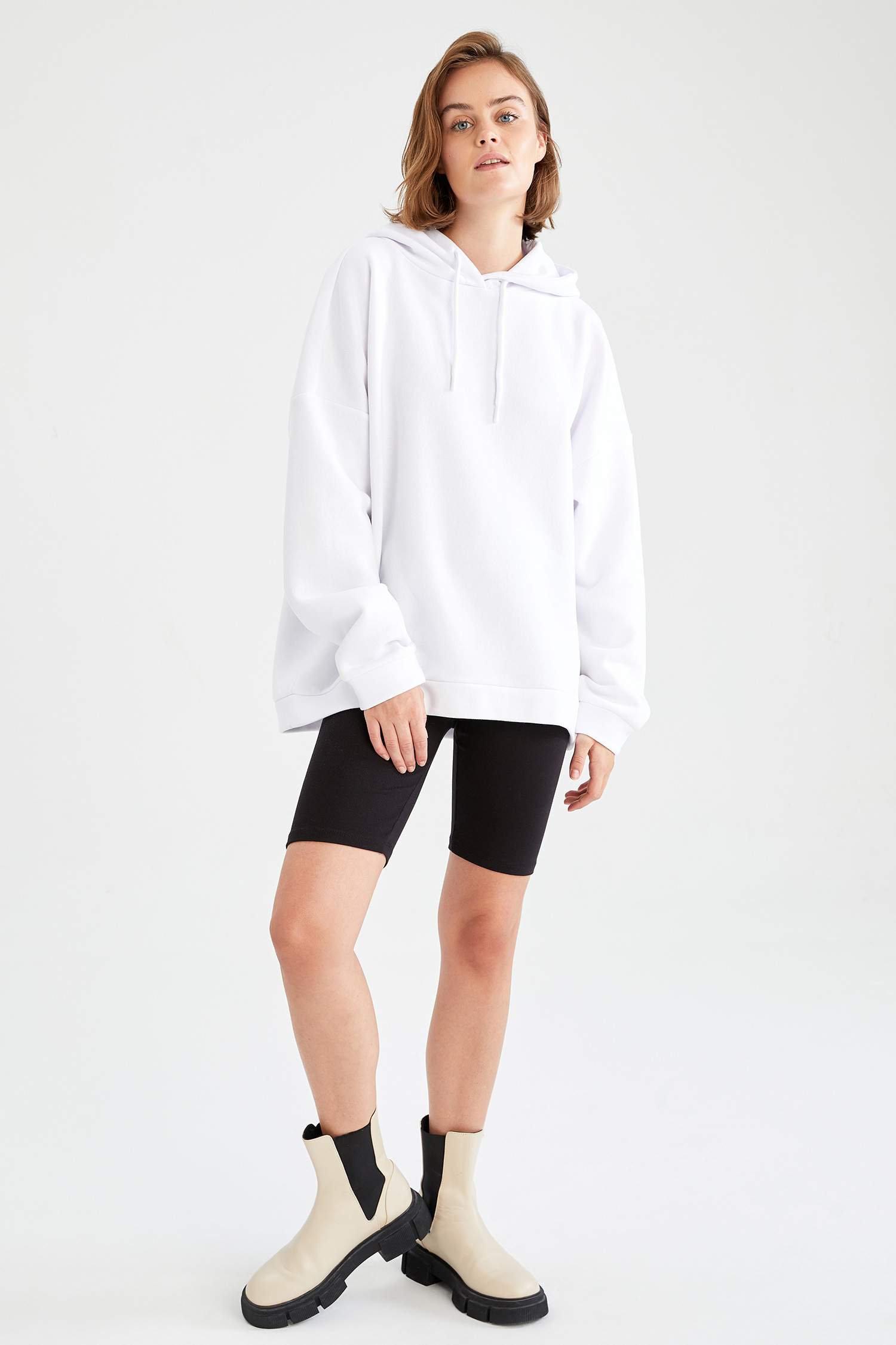 Basic Kapüşonlu İçi Polarlı Relax Fit Sweatshirt