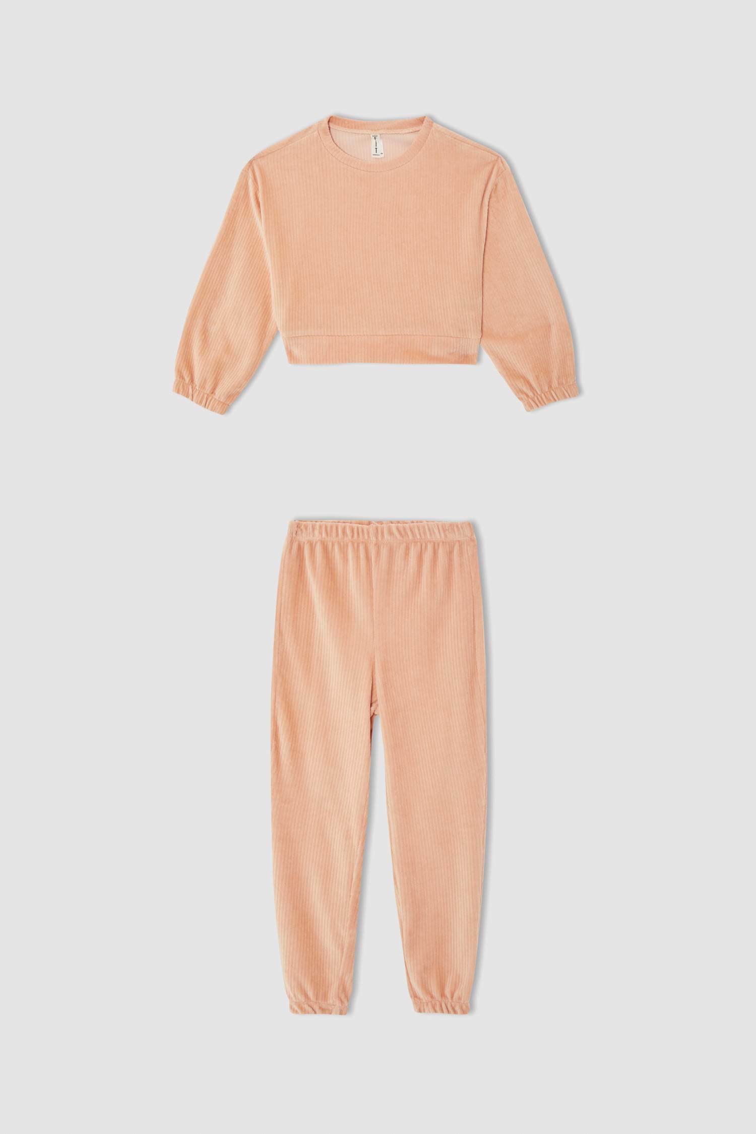 Kız Çocuk Regular Fit Kadife Uzun Kollu Pijama Takım