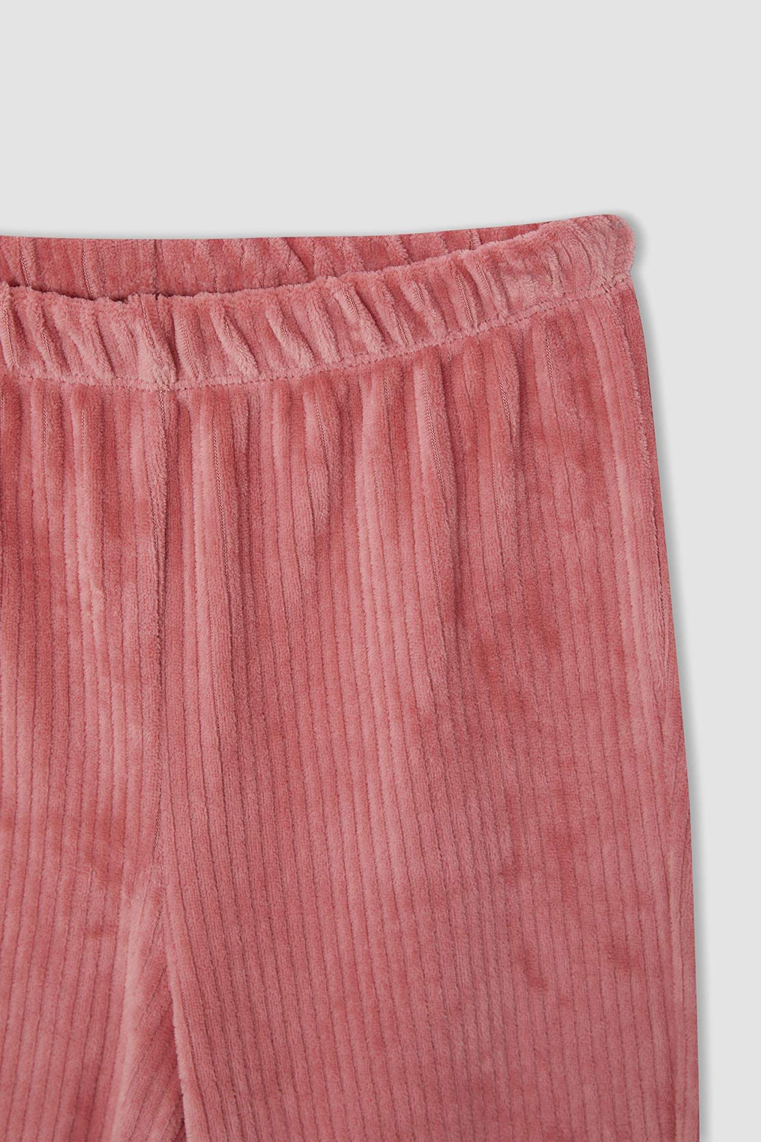 Kız Çocuk Regular Fit Kadife Uzun Kollu Pijama Takım