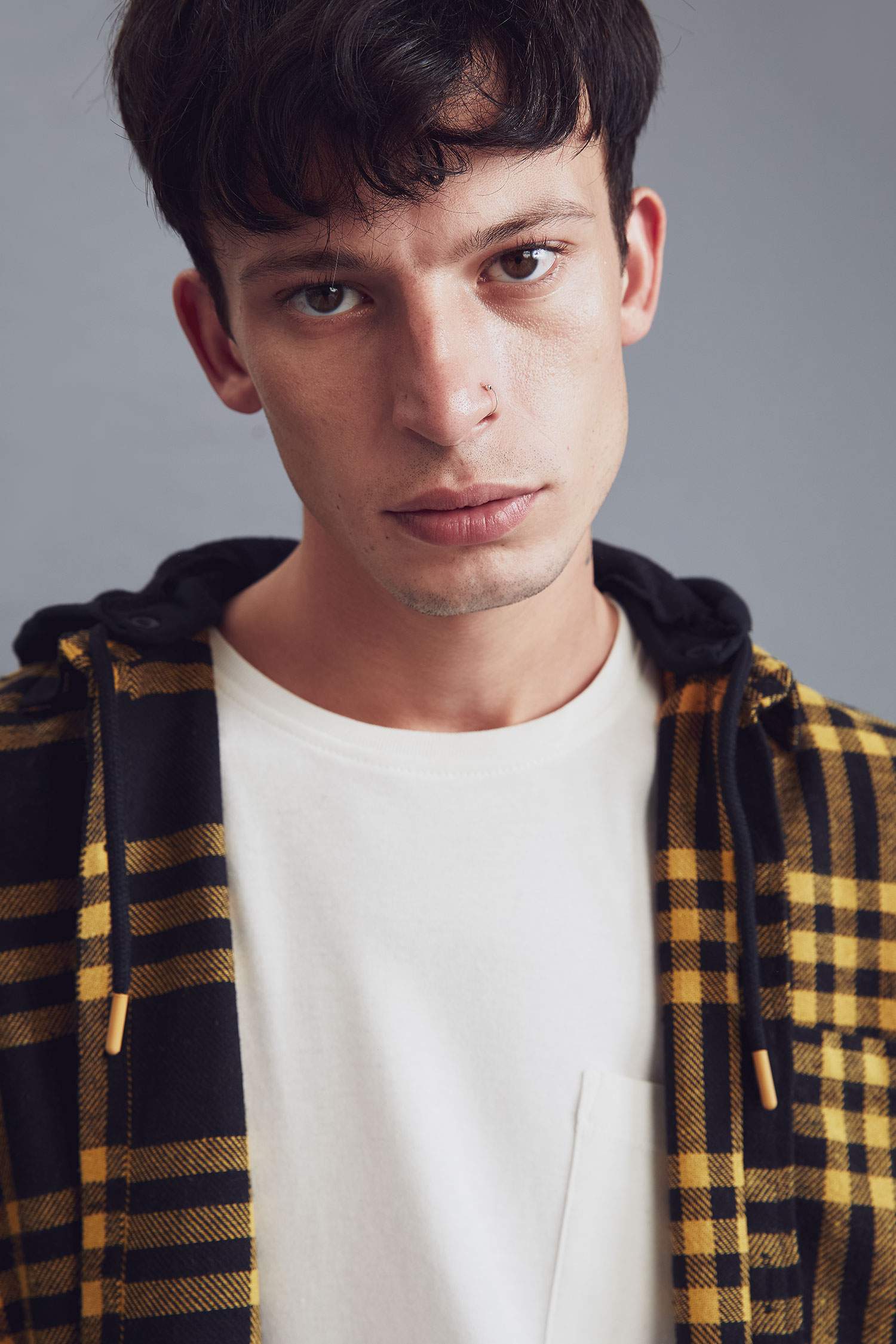 Oversize Fit Kapüşonlu Ekose Desenli Uzun Kollu Oduncu Gömlek