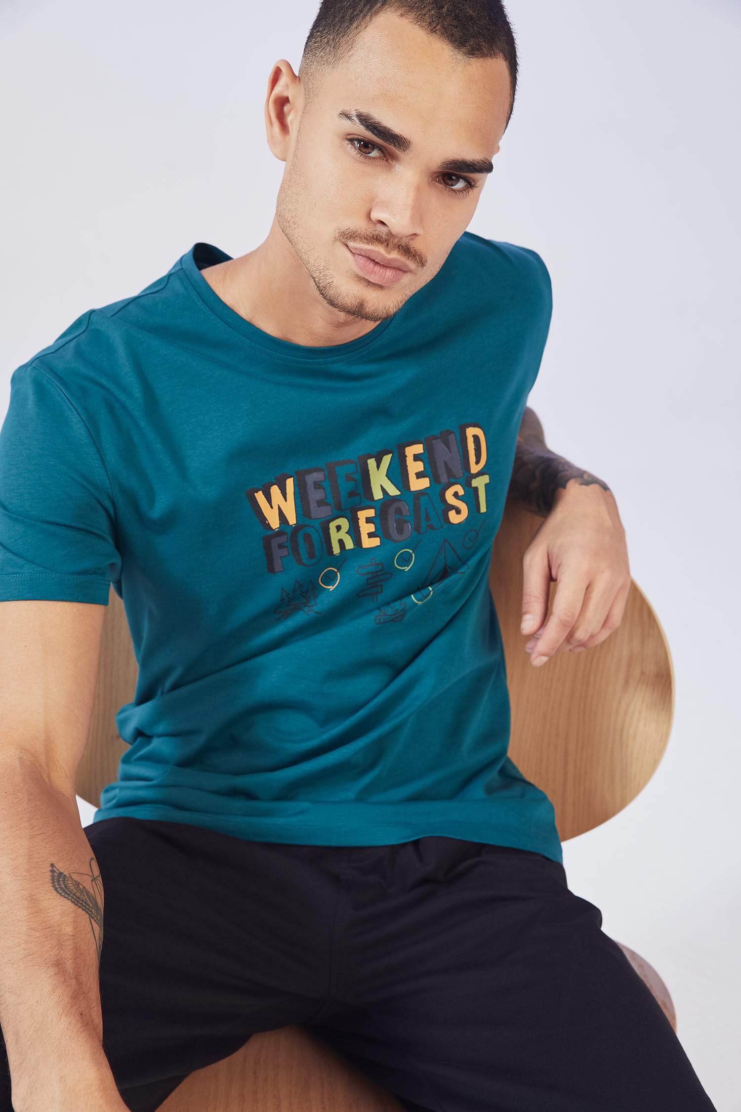 Regular Fit Slogan Baskılı Pijama Takımı