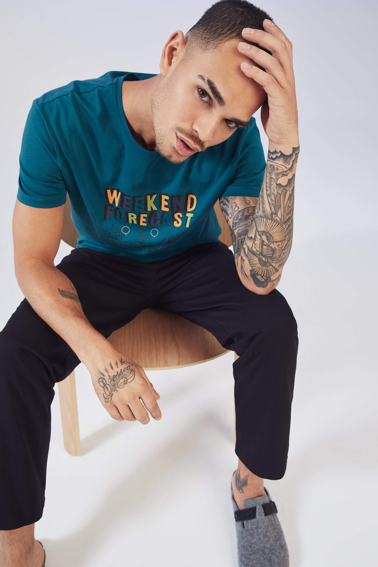 Regular Fit Slogan Baskılı Pijama Takımı