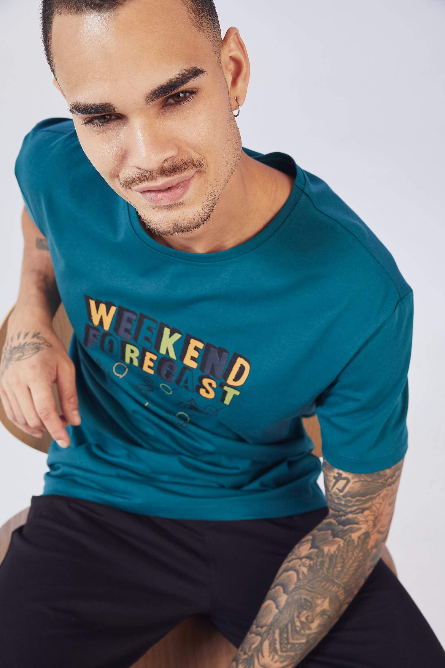 Regular Fit Slogan Baskılı Pijama Takımı