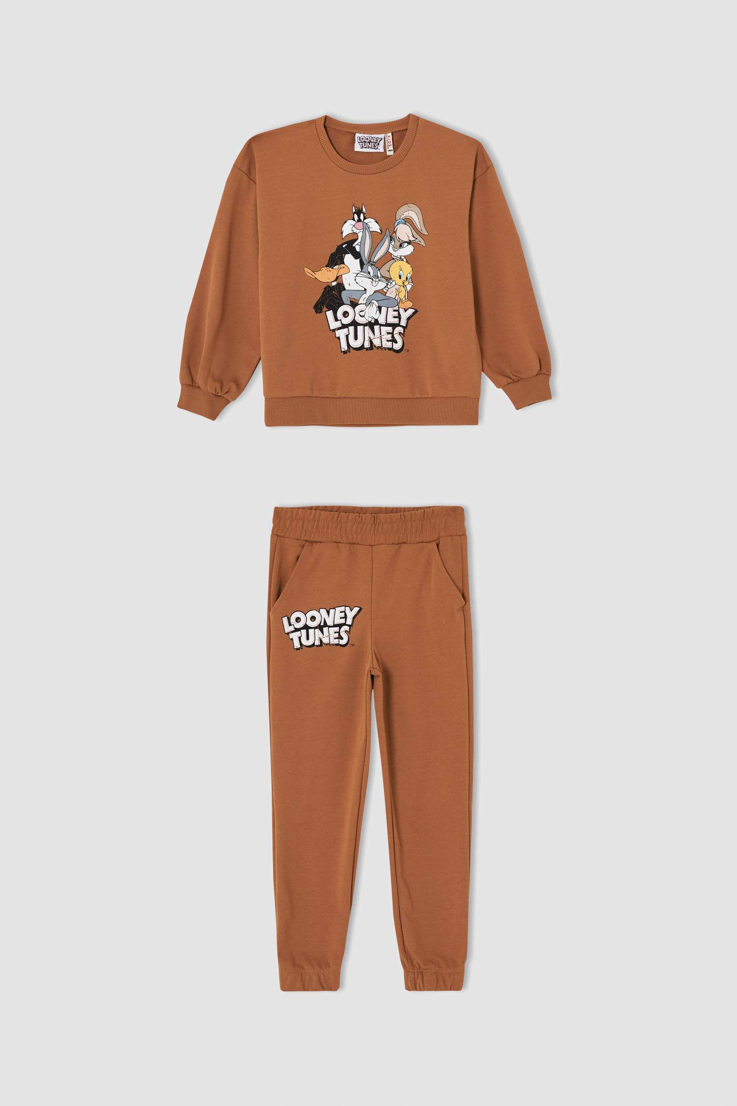 Kız Çocuk LOONEY TUNES Lisanslı Uzun Kollu Sweatshirt ve Jogger Eşofman Altı Takımı