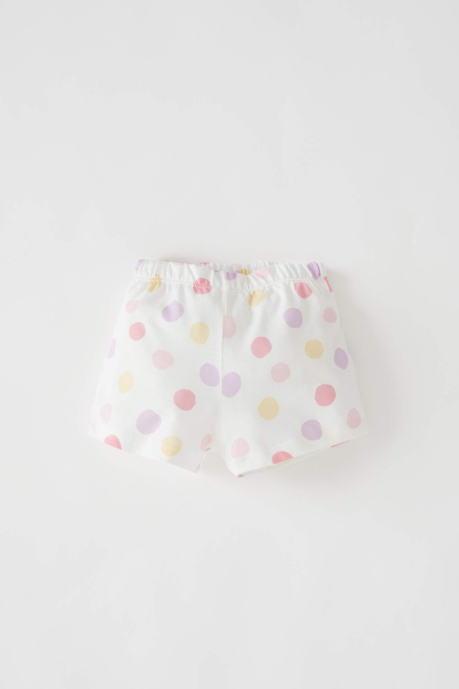 Kız Bebek Puantiyeli Kısa Kollu Pamuklu Pijama Takımı