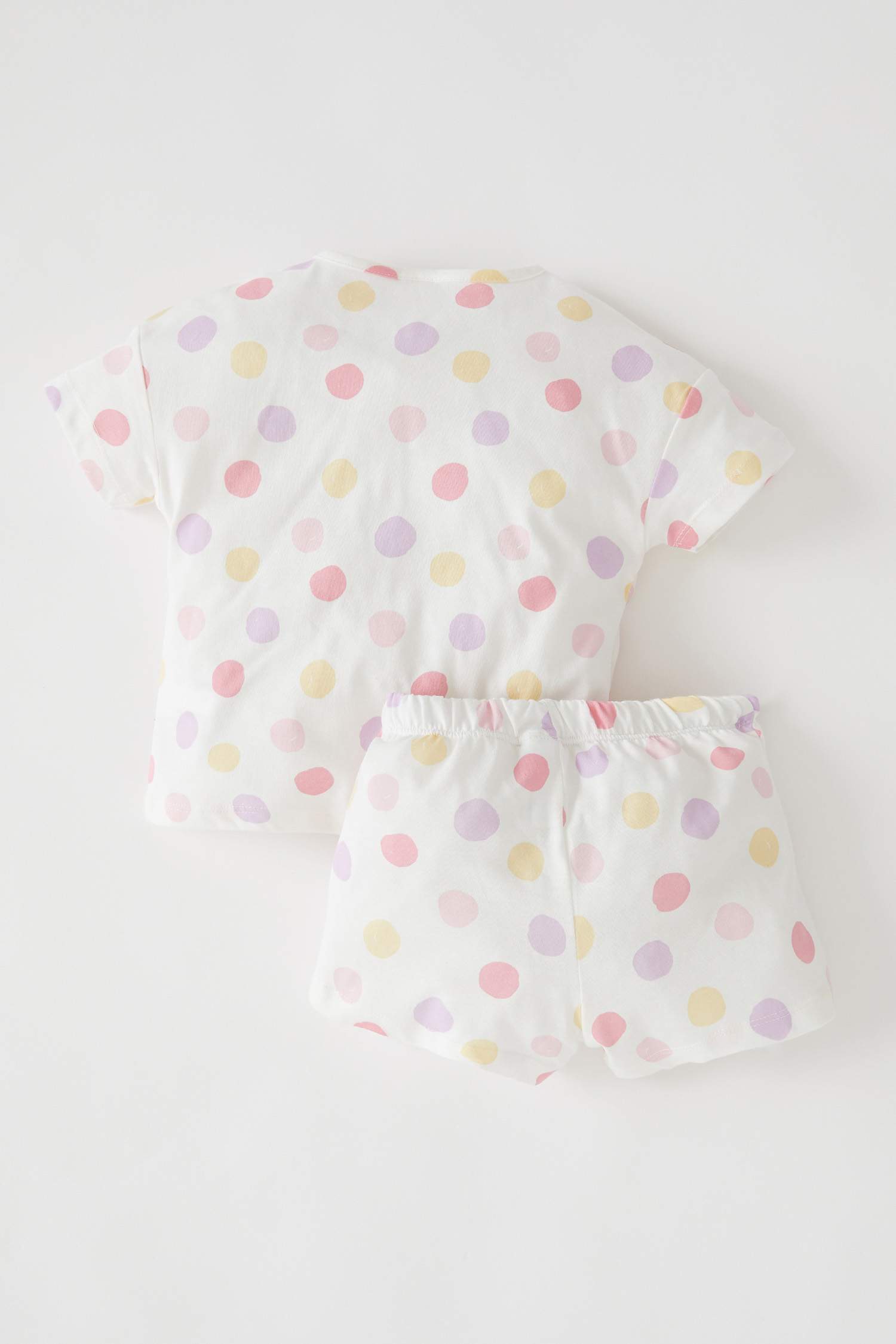 Kız Bebek Puantiyeli Kısa Kollu Pamuklu Pijama Takımı