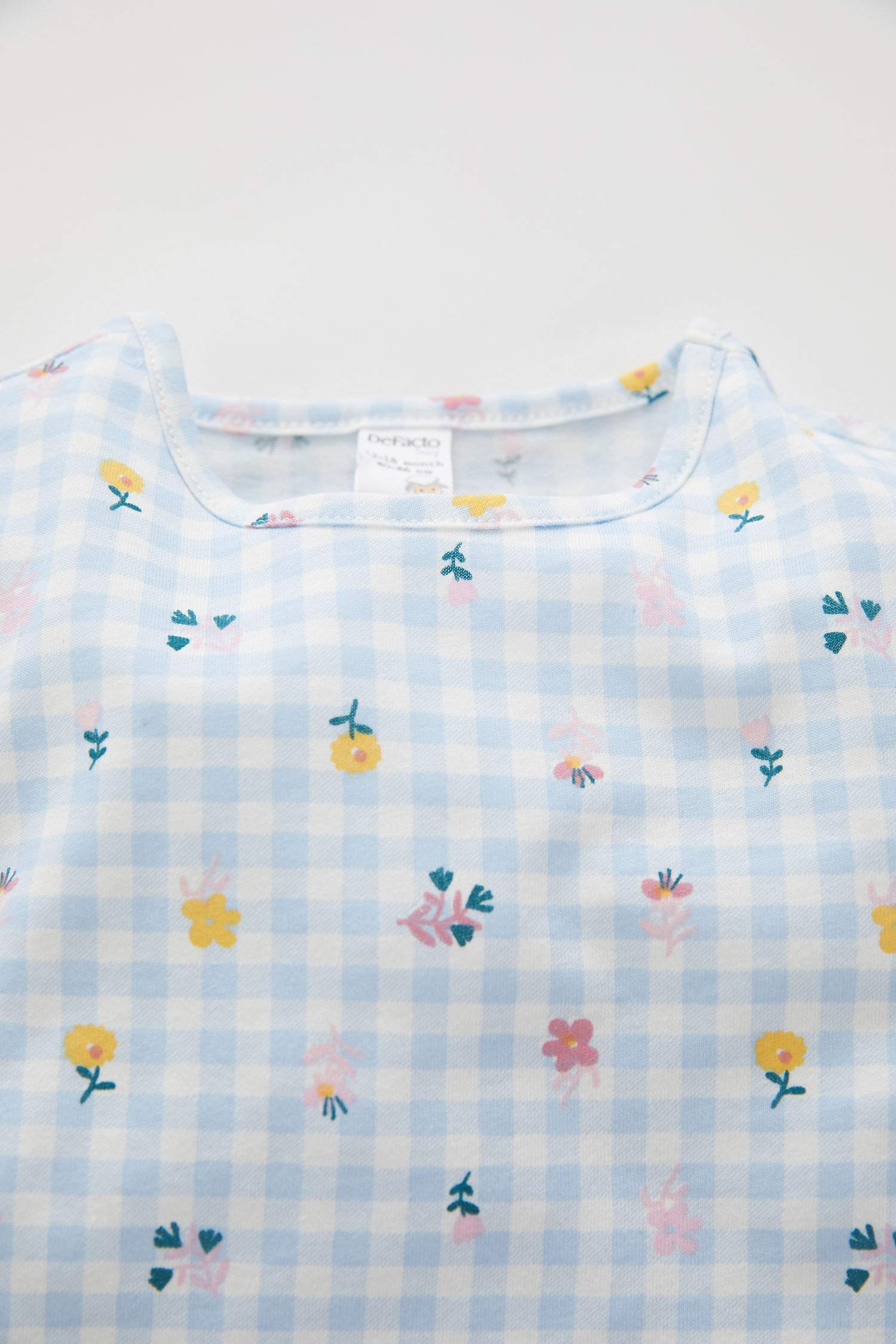 Kız Bebek Çiçekli Kısa Kollu Pamuklu Pijama Takımı