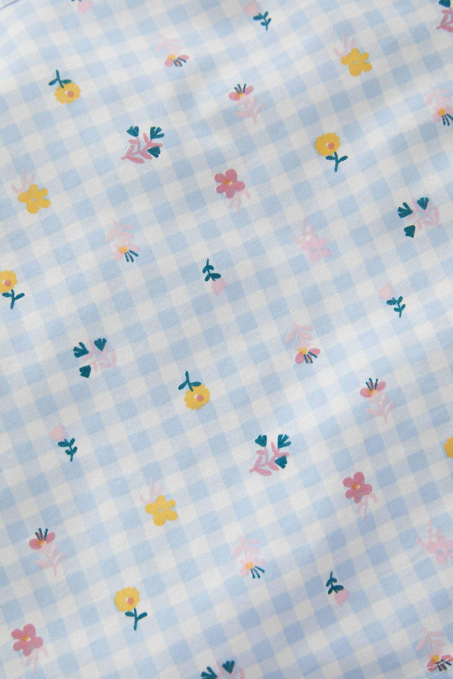 Kız Bebek Çiçekli Kısa Kollu Pamuklu Pijama Takımı