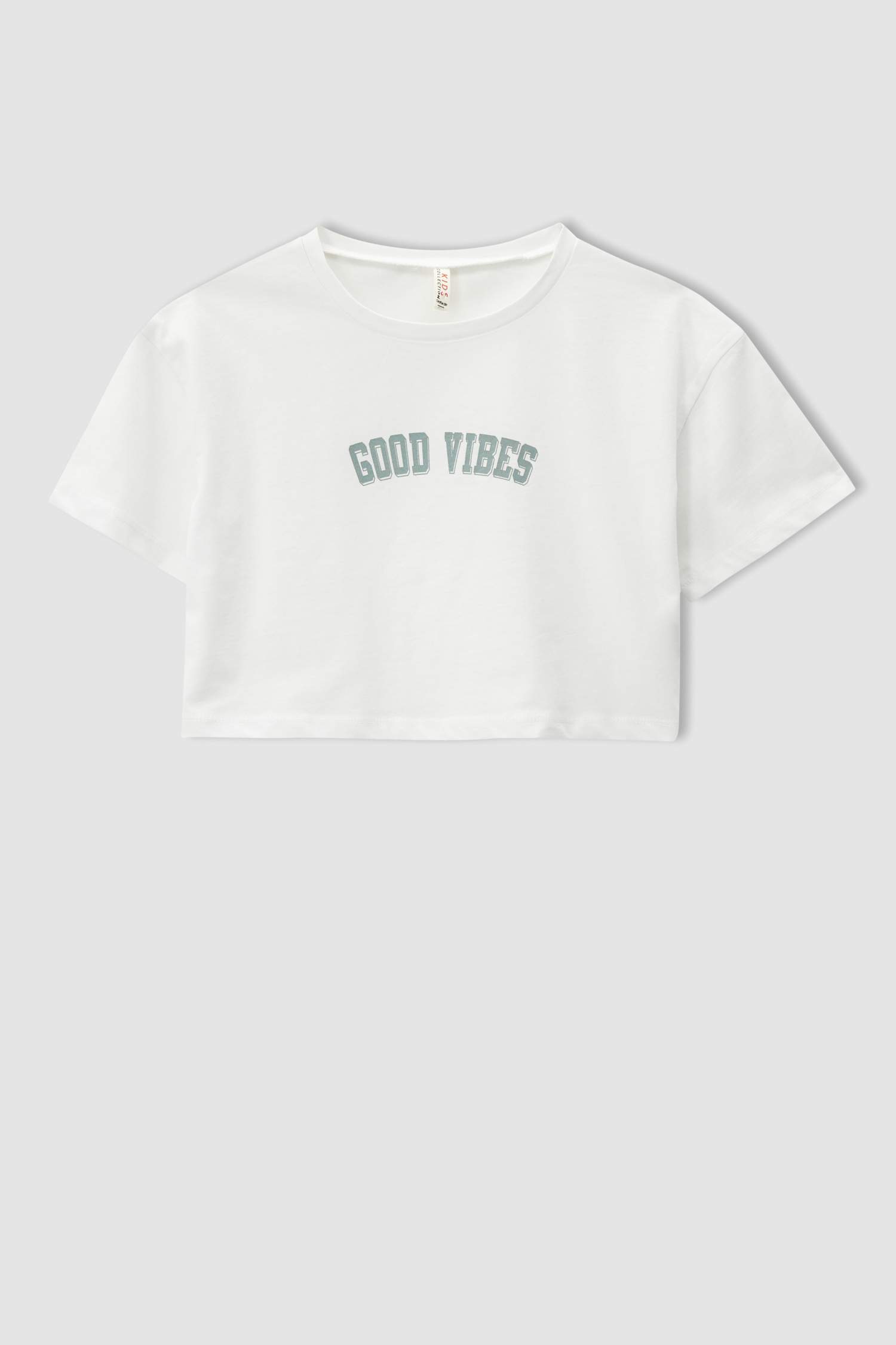 Kız Çocuk Slogan Baskılı Crop Tişört Ve Etek Takımı