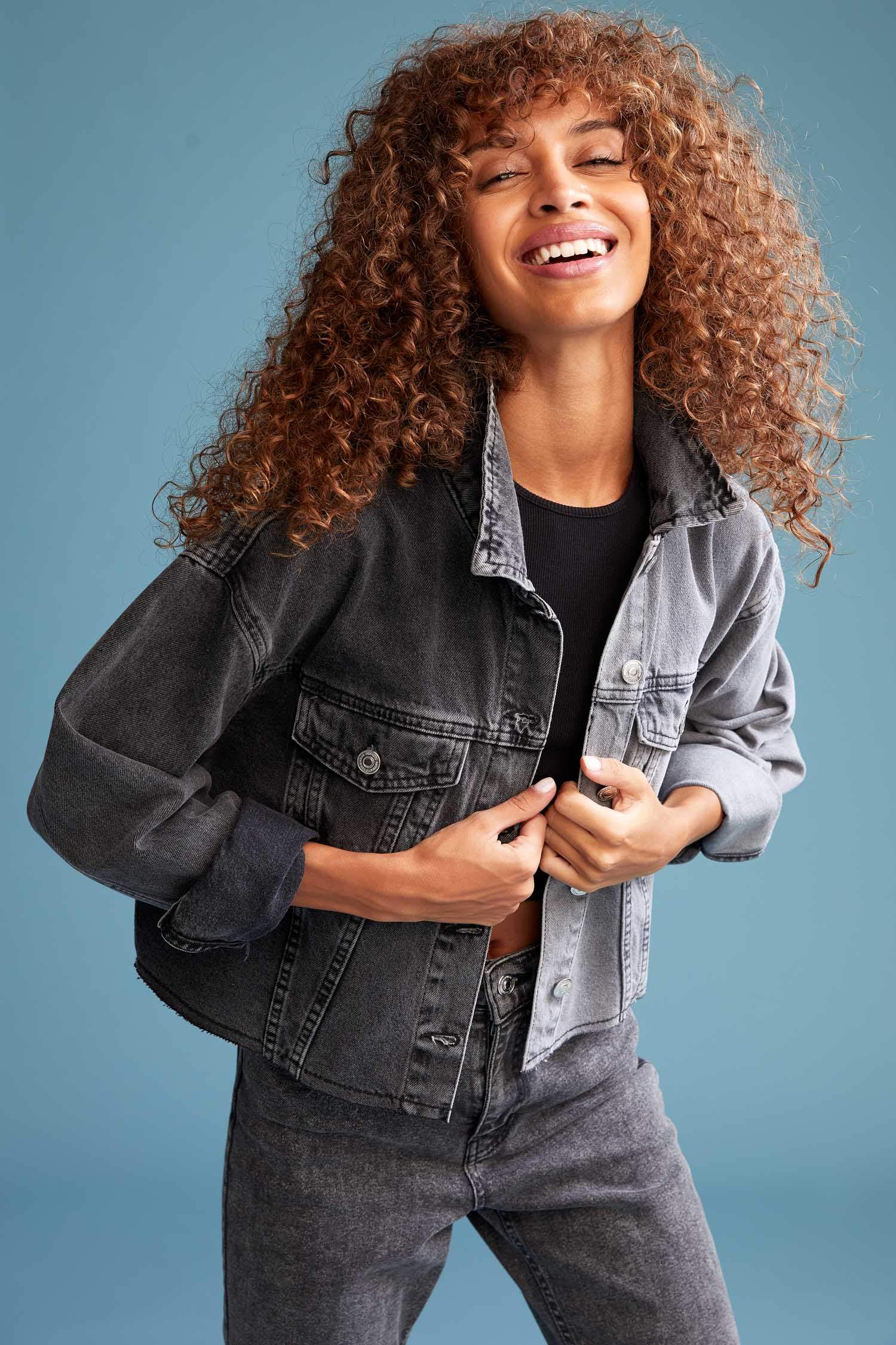 Renk Bloklu Oversize Fit Jean Ceket