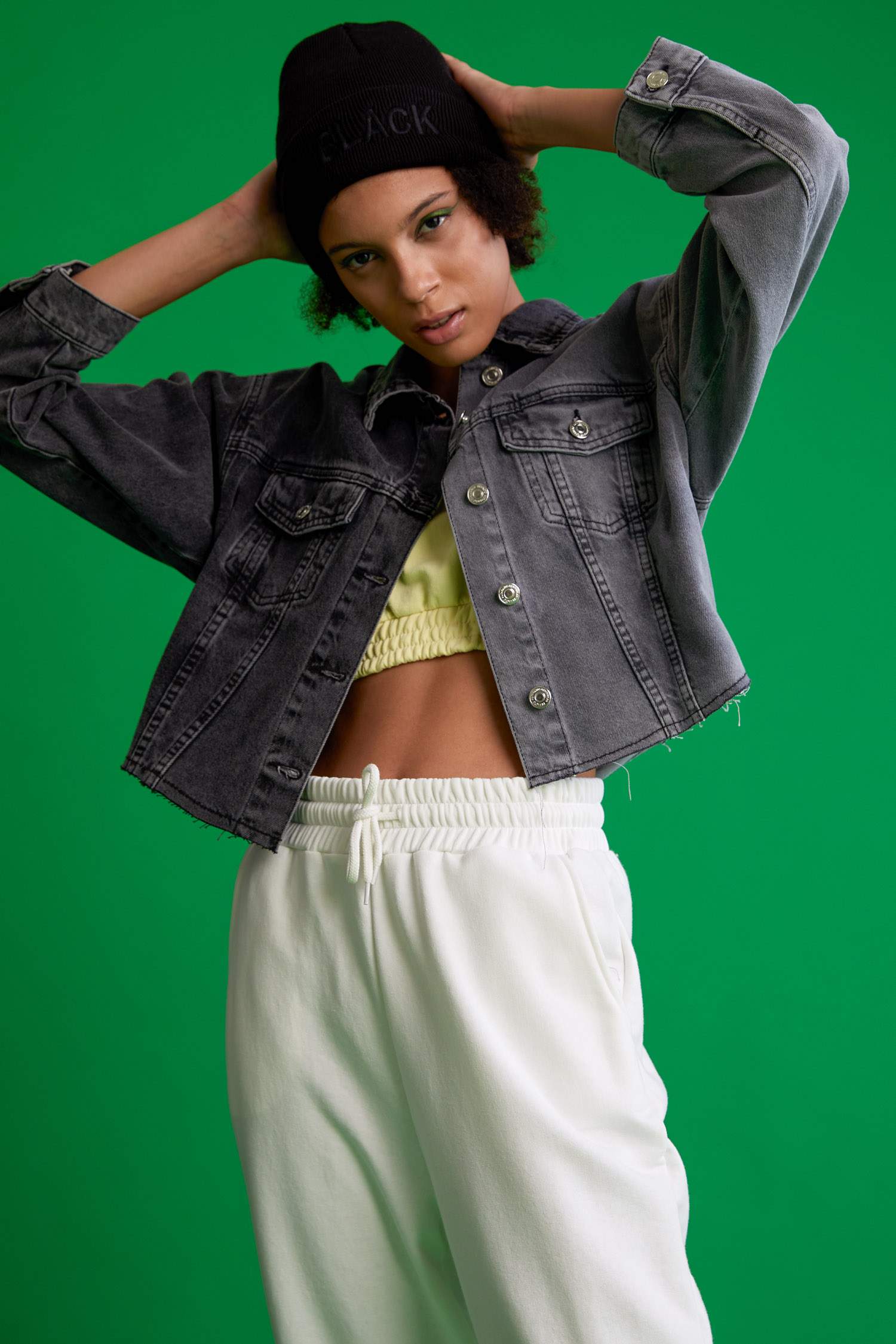 Renk Bloklu Oversize Fit Jean Ceket