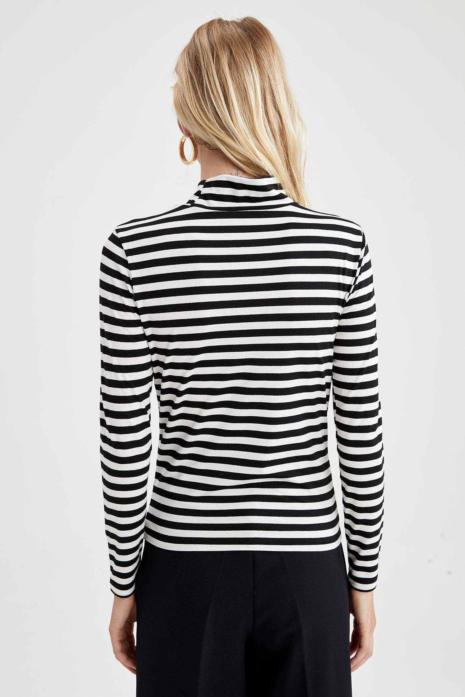 Çizgili Slim Fit Uzun Kollu Tişört